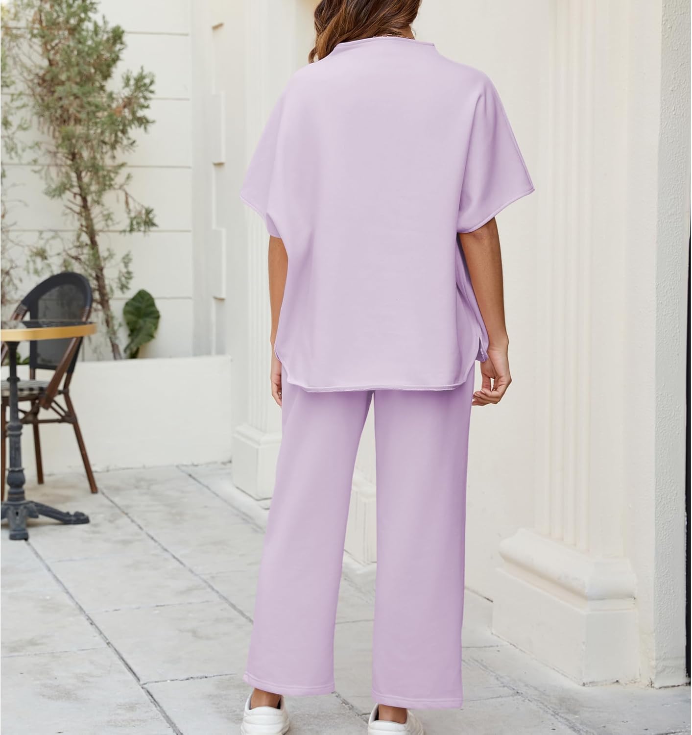 Songling 2 Piece Sets For Women Short Sleeve Pullover Tops and Wide Leg Pants Travel Lounge Matching Set With Pockets - Image 2