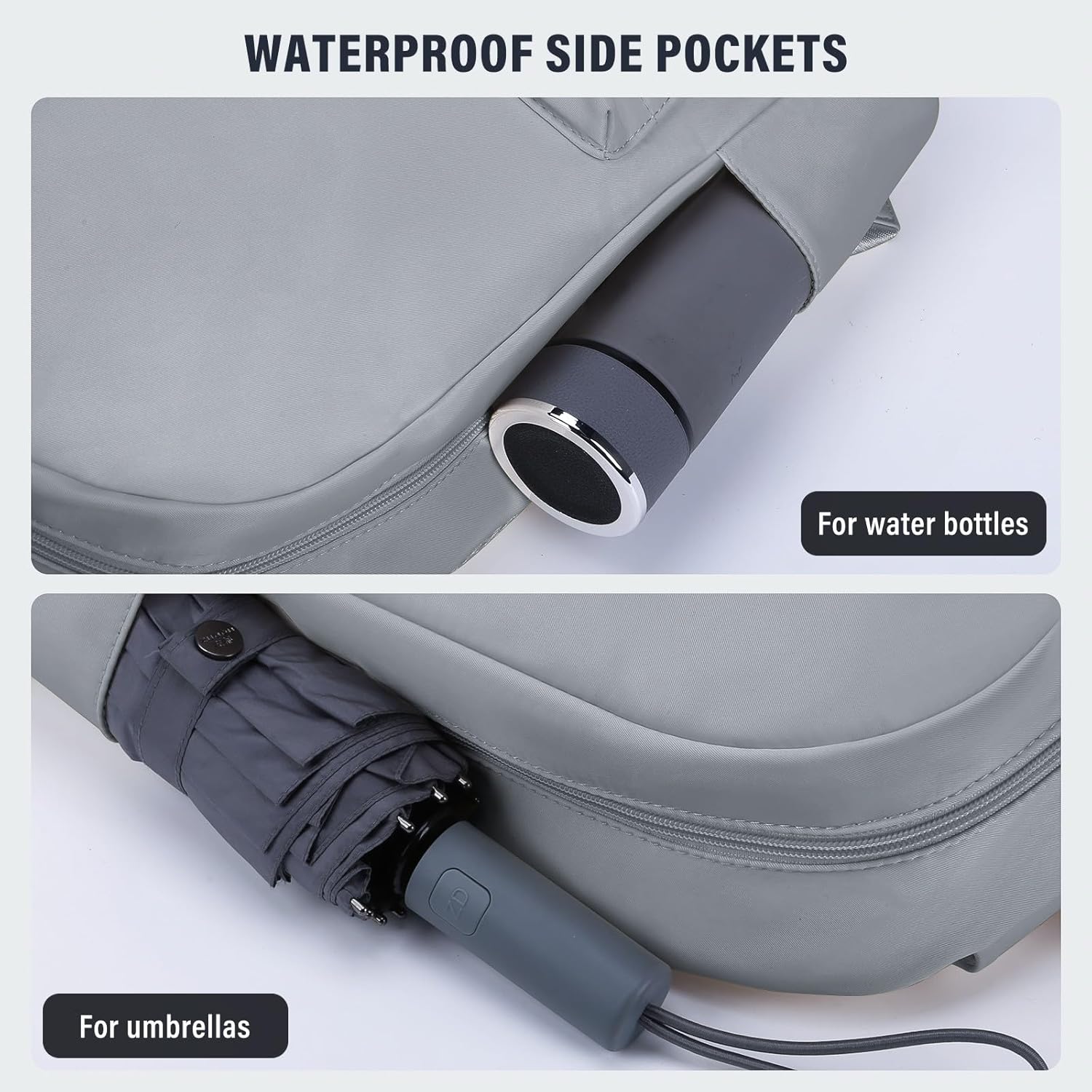 HOMIEE Lightweight Casual Laptop Backpack Fits 15.6 Inch Computer, Water-Resistant Small Daypack Unisex Bookbag for Teen College Work Travel, Grey - Image 5