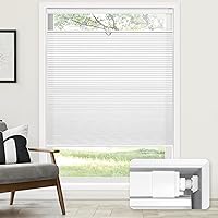 LazBlinds No-Drill Cordless TDBU Cellular Shades 34x48 White - Light Filtering Honeycomb Blinds for Easy Install