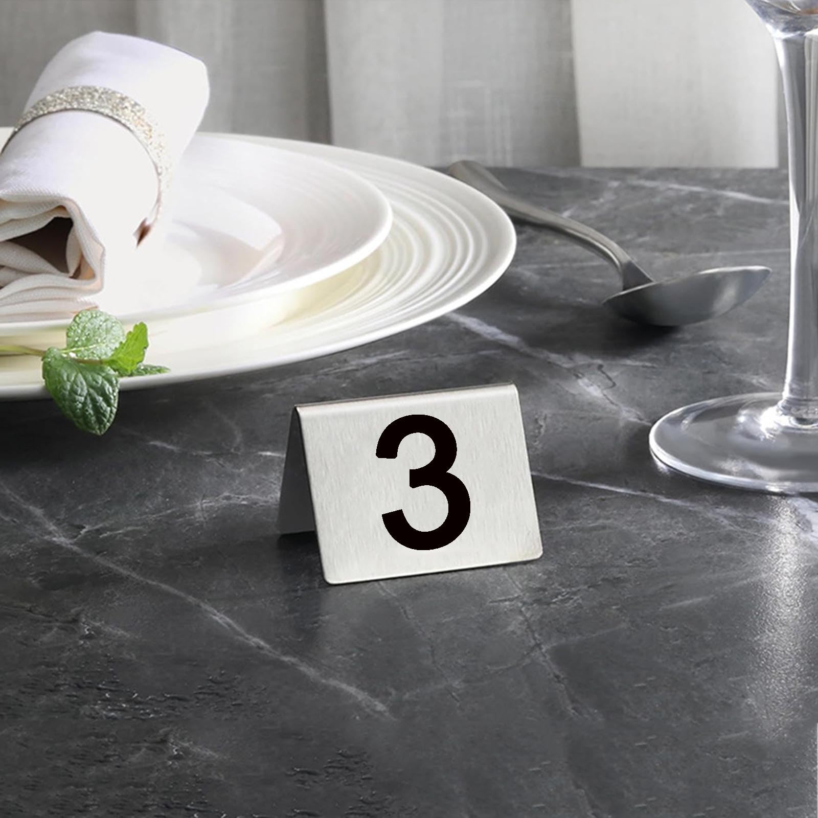 Placas De Números De Acero Inoxidable, Carteles For Asientos De Escritorio | Reutilizables, impermeables y resistentes al aceite, resistentes y duraderos, apilables, con bordes redondeados(8*6cm)