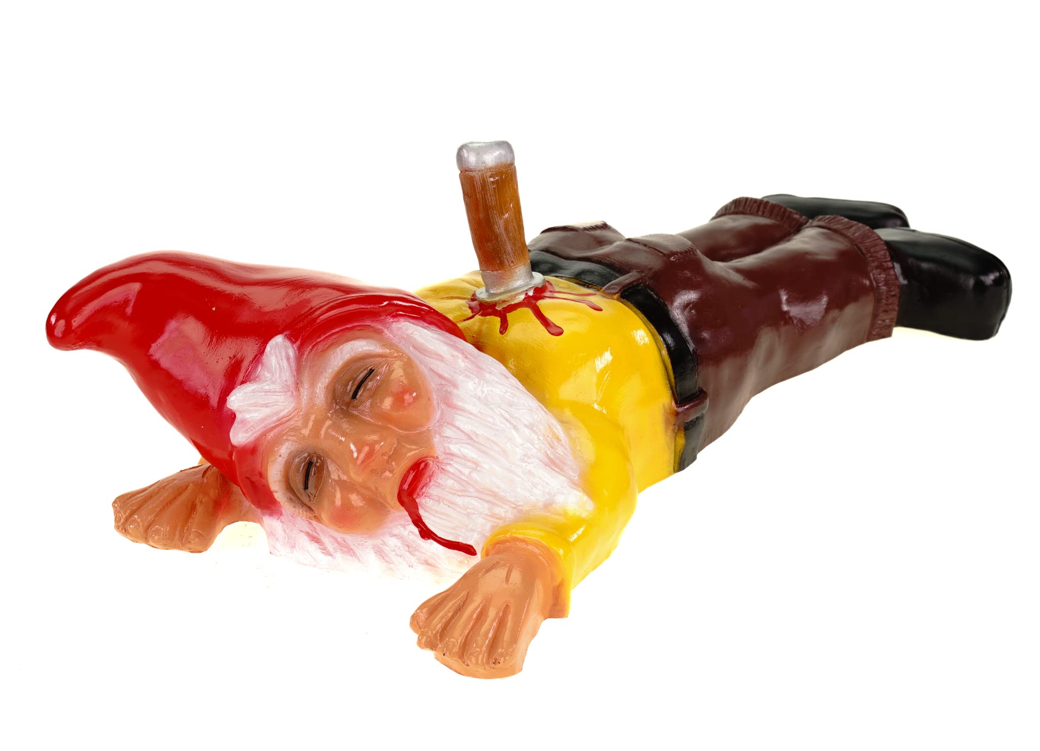 Garden Gnome Erstochen Made From Unbreakable PVC Figure Yellow Shirt Dwarf - Made in Germany, 13 x 17 x 40 cm
