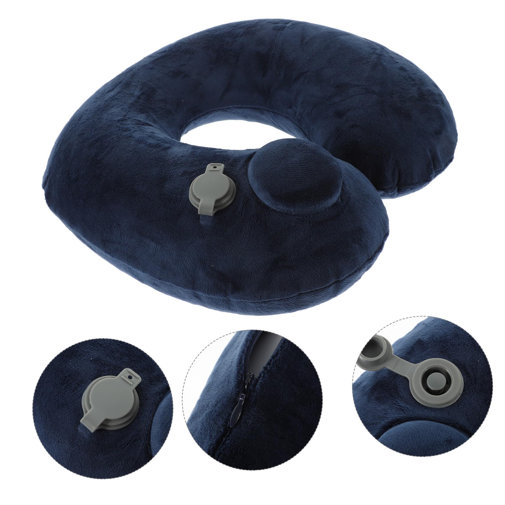 CHILDWEET Almohada De Viaje Inflable U-Shape para Soporte Cervical Aviones y Trenes Diseño Ergonómico Fácil De Llevar y Almacenar Color Azul Oscuro
