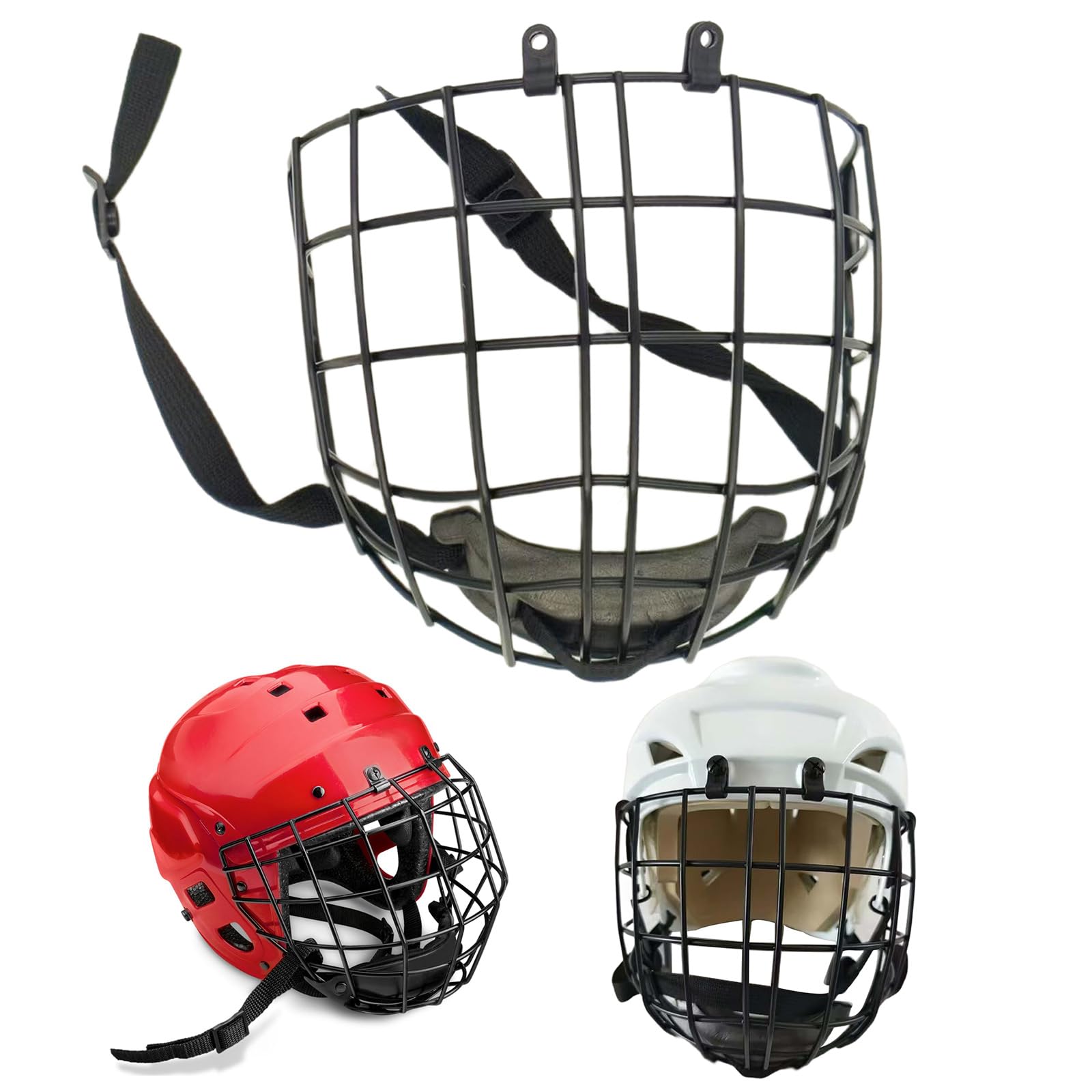 Full Face Protective Cage for Ice Hockey Helmets with Comfortable Chin Cup Large Ice Hockey Helmet Full Face Cage