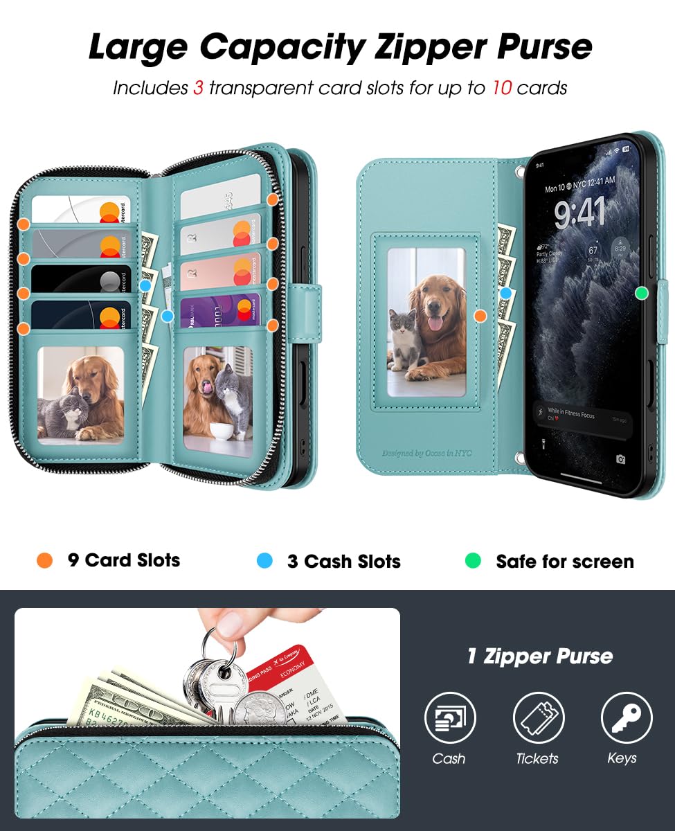 Custodia Portafoglio OCASE Per IPhone 17 Pro Max – Pelle PU, RFID, Supporto E Antiurto
