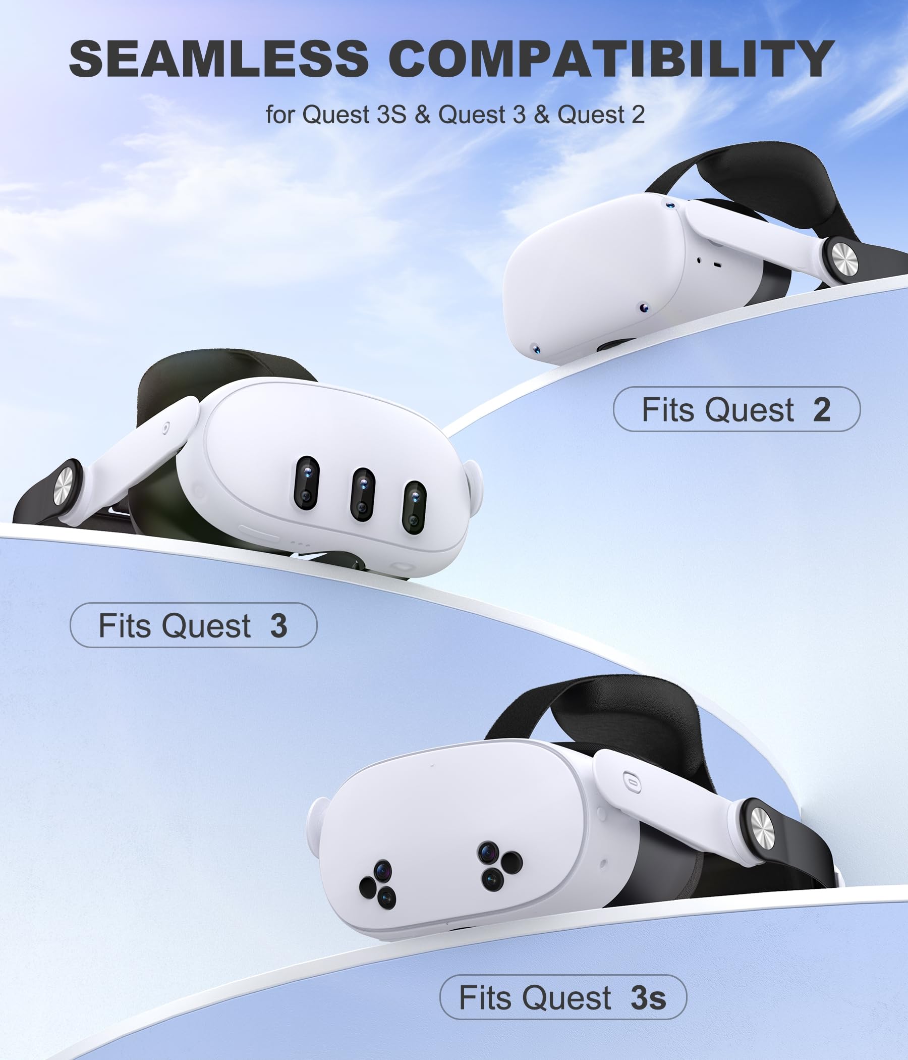 Correa de cabeza de batería para Quest 2/Quest 3/Quest 3S, para Meta Quest 3S VR, accesorios de repuesto, compatible con Oculus/Meta Quest 3S/3/2