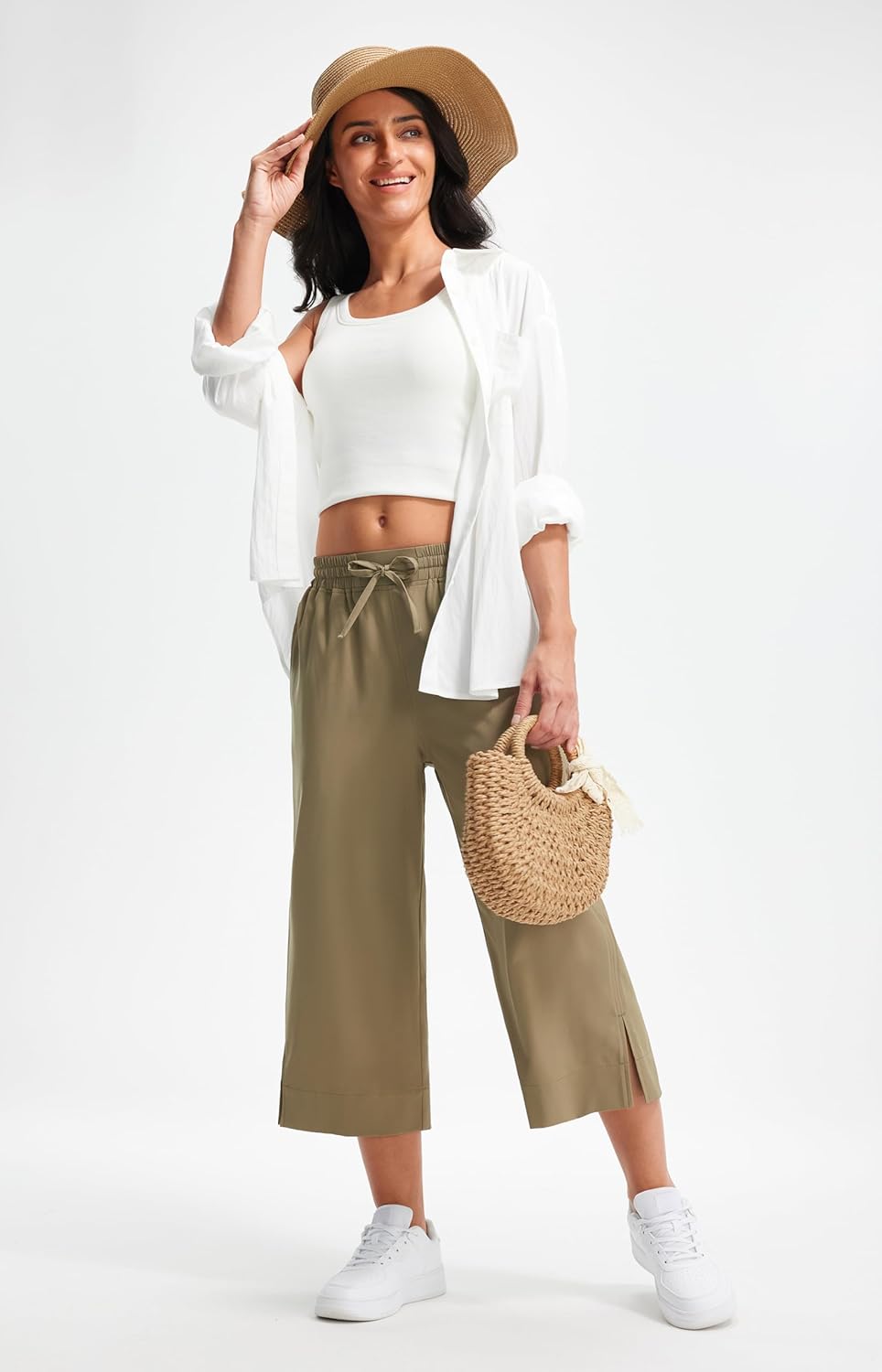 Libin Lightweight Wide Leg Capri Pants for Women High Waisted Quick Dry Casual Travel Pants Loose with Pockets Walking - Image 5