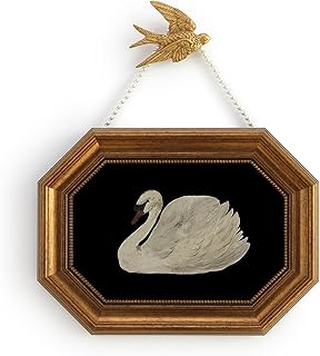 Zelvix Vintage Wall Art Framed, Gold Framed Wall Art Decor, Black Swan C...