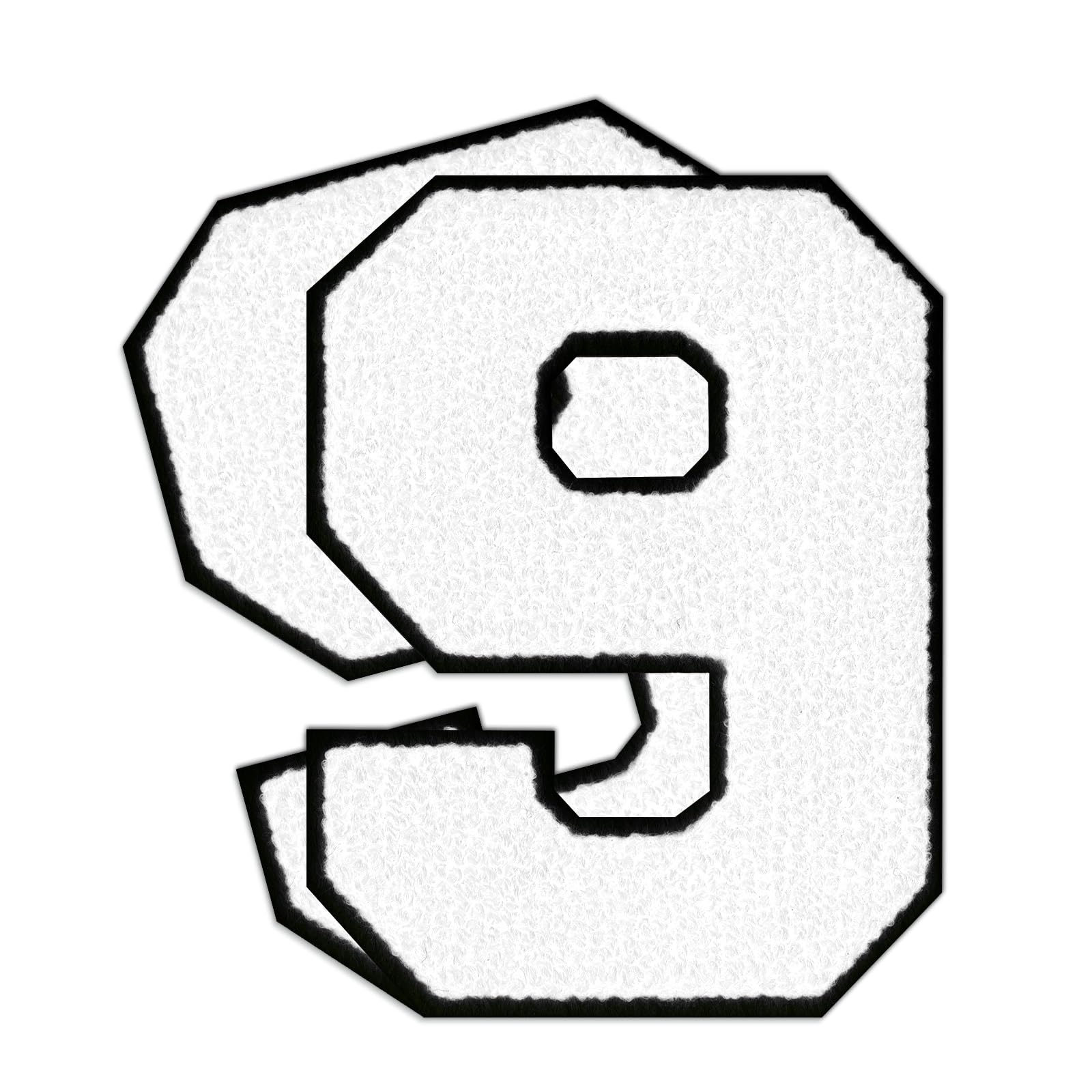 QianSiLi 2PCS 4.5 Inch Chenille Iron On Patches for Clothing Embroidered Patch Iron On Numbers for Football Shirts Clothes Jacket Hoodie Varsity (White,9)