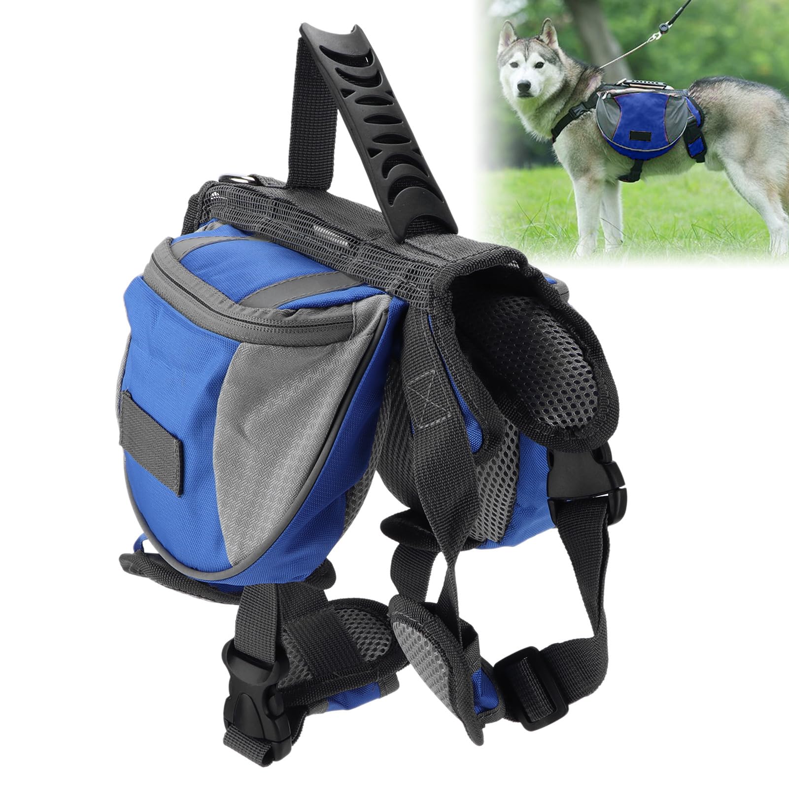 Bolsa de Sillín para Perros, Mochila para Perros, Alforjas de Nailon para Perros, Bolsa de Sillín con Tira Reflectante, Mochila de Viaje para Acampar, Senderismo, Paquetes para