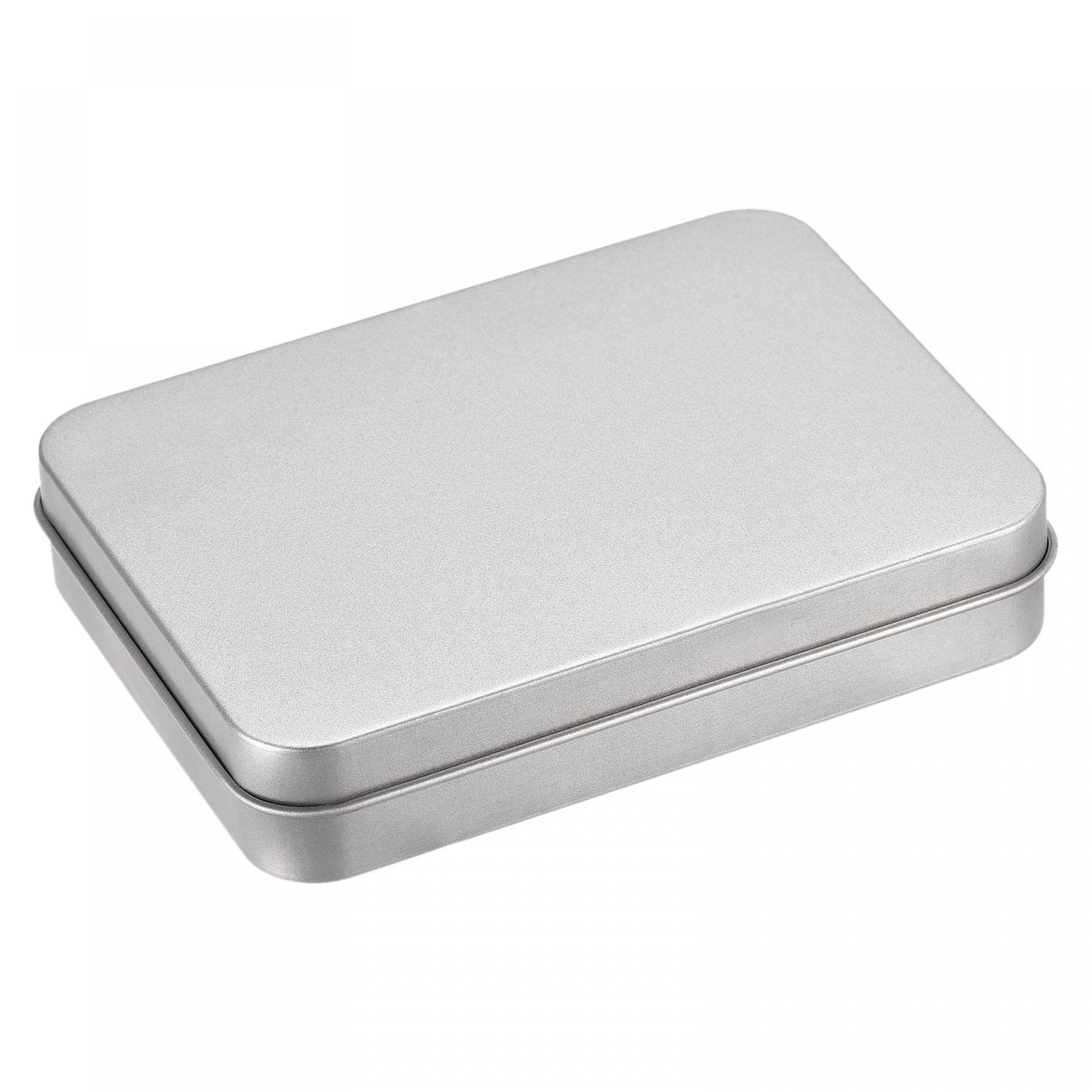 Boîte en métal rectangulaire argenté 11,5x8,5x2,2cm rangement petit format