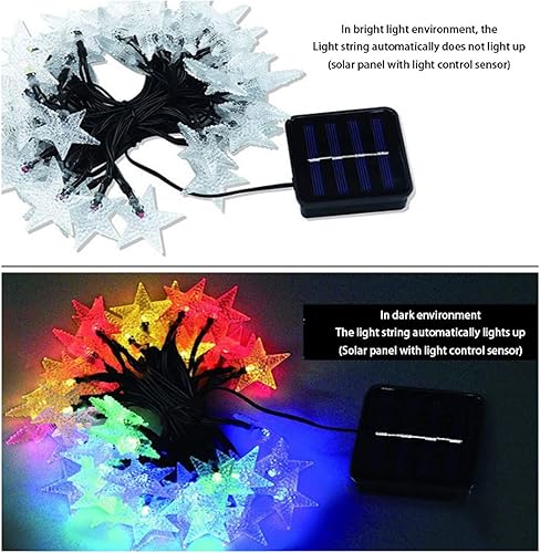 Miniatura 3 de JIXAW Luces solares de Navidad 39 pies 100 luces solares para acampar al aire libre impermeable luces coloridas cadena de luces de Navidad balcón