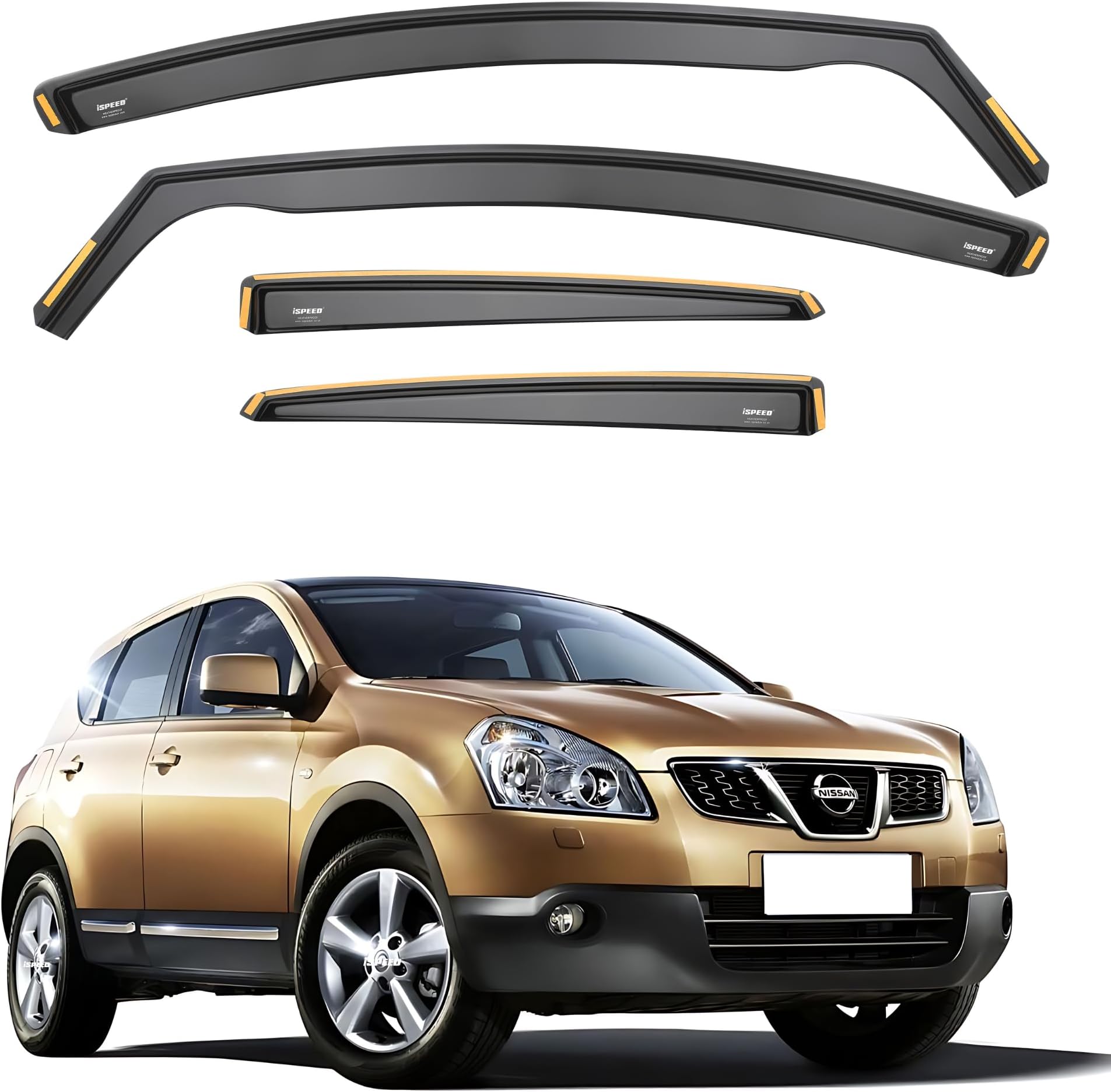 Haibak Déflecteurs De Vent Nissan Qashqai 2007-2013 5 Portes – 4 Pièces In-Channel UV