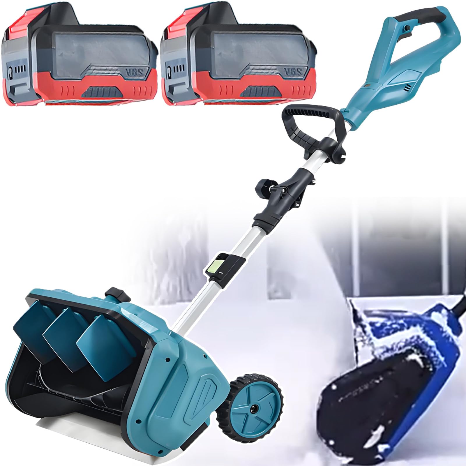 Spazzaneve elettrico senza fili, pala da neve elettrica per vialetti e scale, motore brushless da 1000 W, regolazione dello scivolo a 45°, include 2 batterie per una rapida pulizia della neve