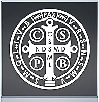 Vista 1 de Calcomanía de vinilo con medallón de San Benito Medalla de San Benito para automóvil, camión, SUV, impermeable (blanco, 11.8 x 11.8 pulgadas)