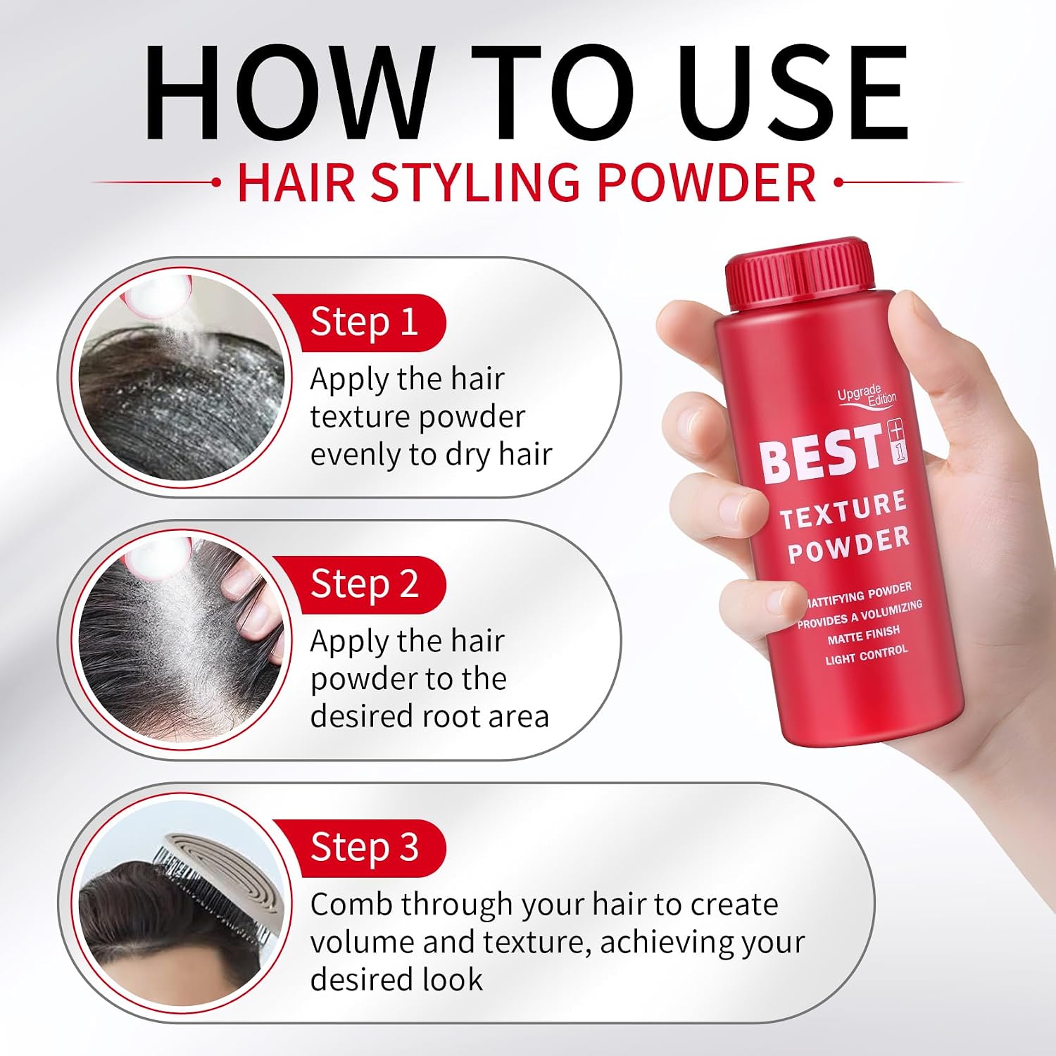 Hair Texture Powder for Men & Women, Pack of 3 | Texturizing and Volumizing, Matte Finish, Root Lifting, Lightweight All Day Hold, No Residue