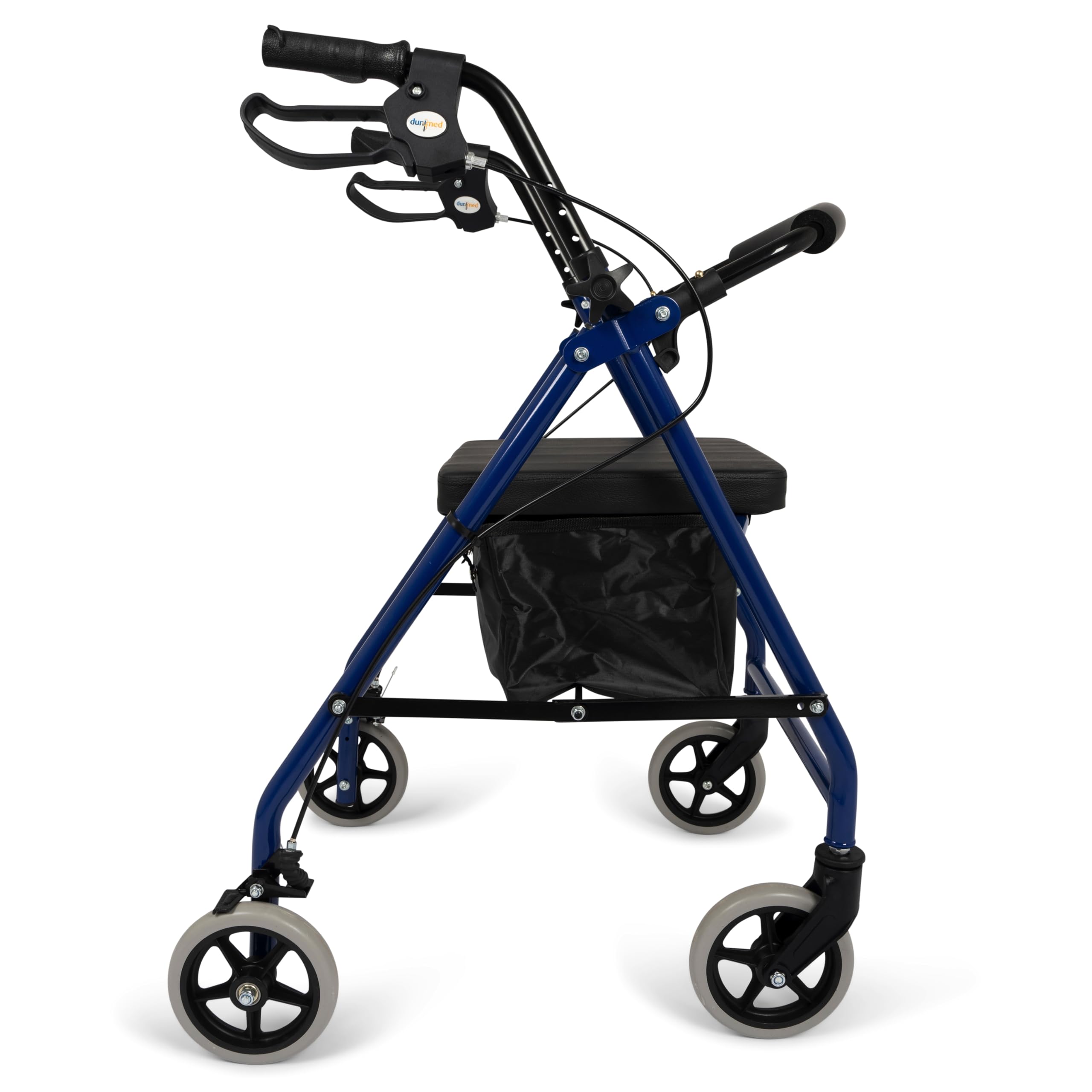 Andador plegable ligero - Incluye bandeja y cesta - Fácil de plegar para colocar en el maletero, para viajar, altura ajustable (Azul)