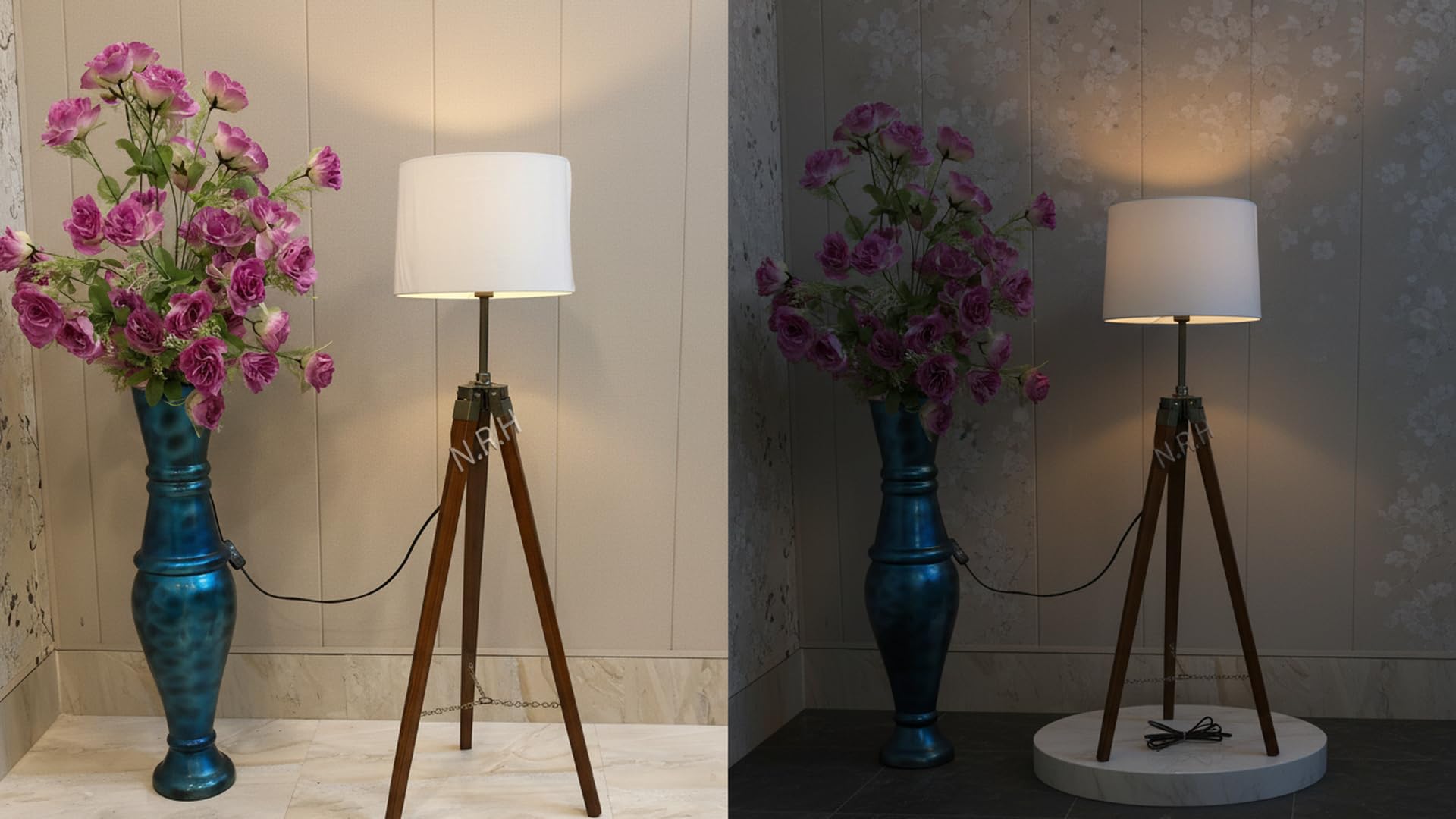 LuminexDesigns Lampada da Terra in Legno Vintage per Soggiorno, Beige Piantana Boho Rustico Scandinavo in Rovere Naturale con Lino Paralume, E27, 167cm, Camera da Letto e Lounge