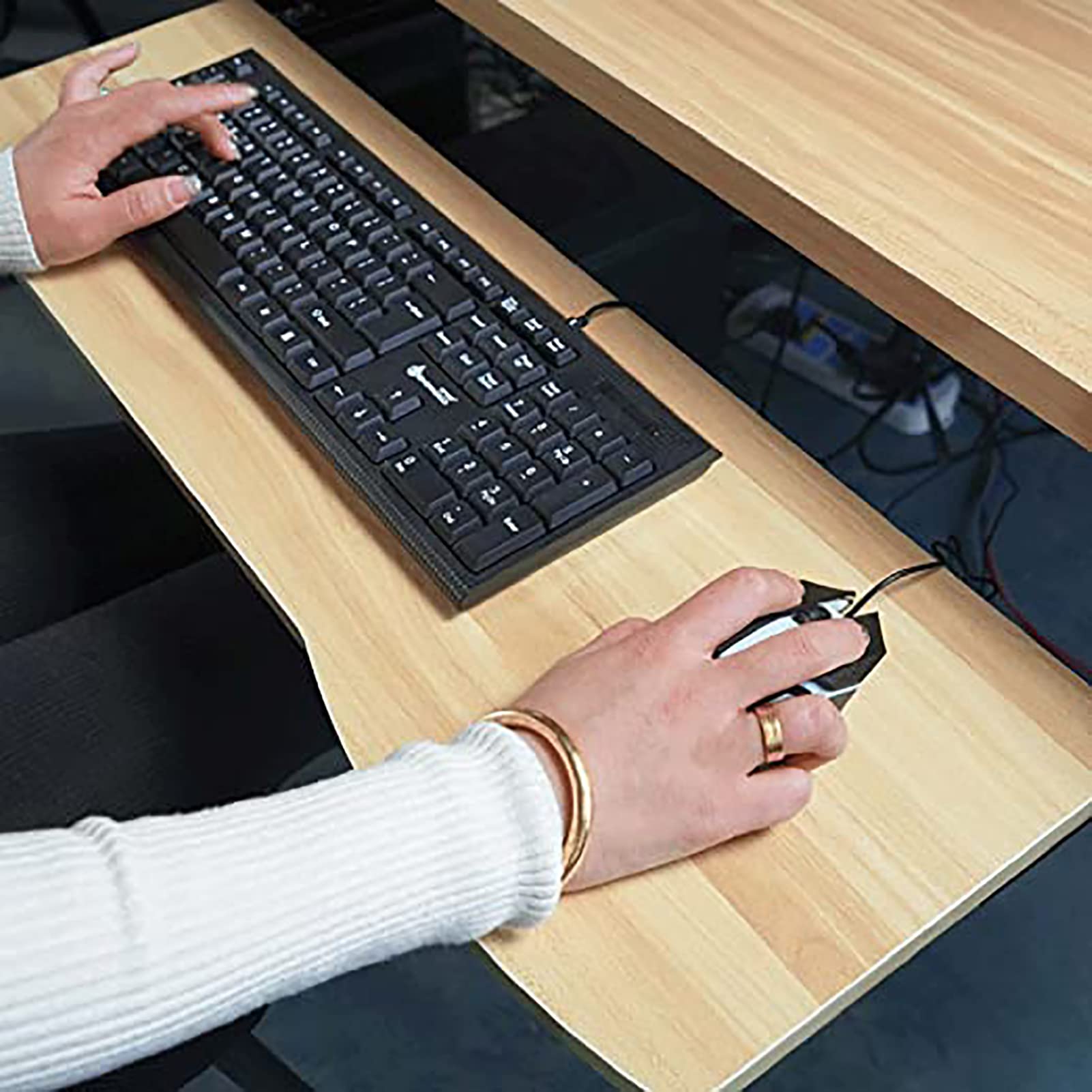 hjh OFFICE Ausziehbare Tastaturablage VM-KB Ergonomische Tastaturhalterungfür Keyboard und Maus