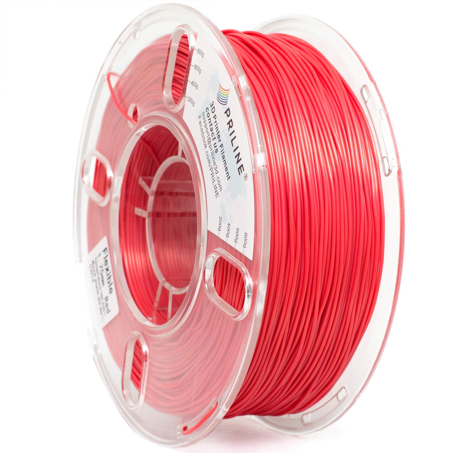 PRILINETPU Filament,PRILINE 98A TPU Flexible Soft 3D Printer Filament,1KG 1.75mm Spool Durable Flexible Material, Red