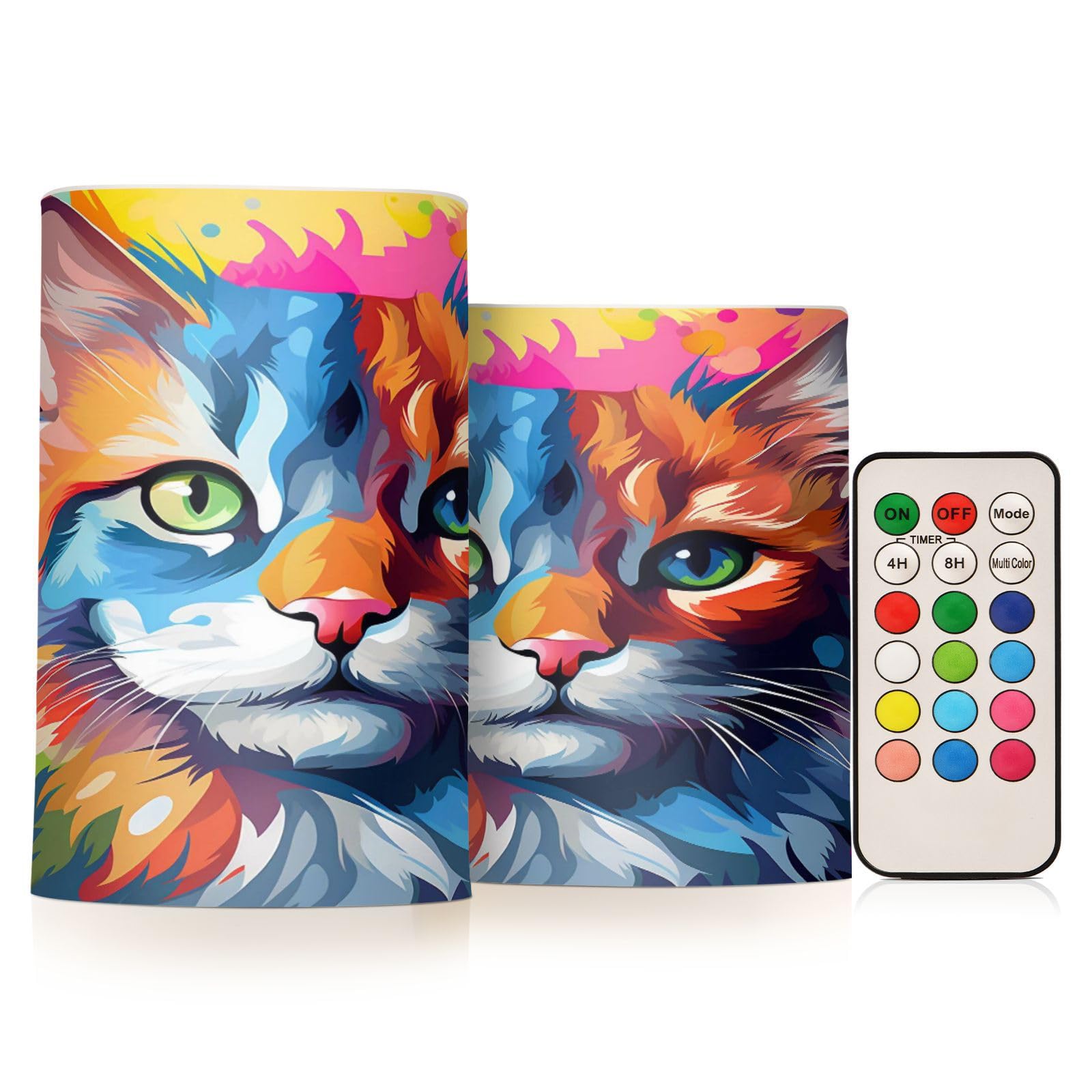 ALAZA Cat (62) Flickering Flameless Candles Battery Operated with Remote Timer,Tea Light Candles LED Pillar Votive Candles Set of 2 for Outdoor Indoor Decorations