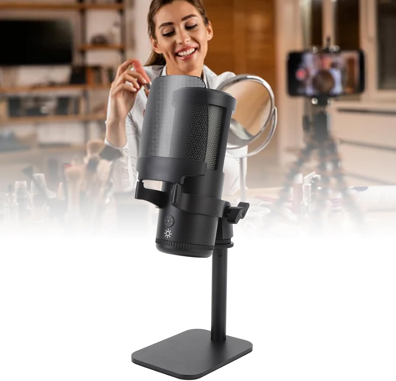 Vikye Condenser Microphone, Type C Wired Plug and Play Gaming Mic with Stable Placement for Computer, Live Streaming