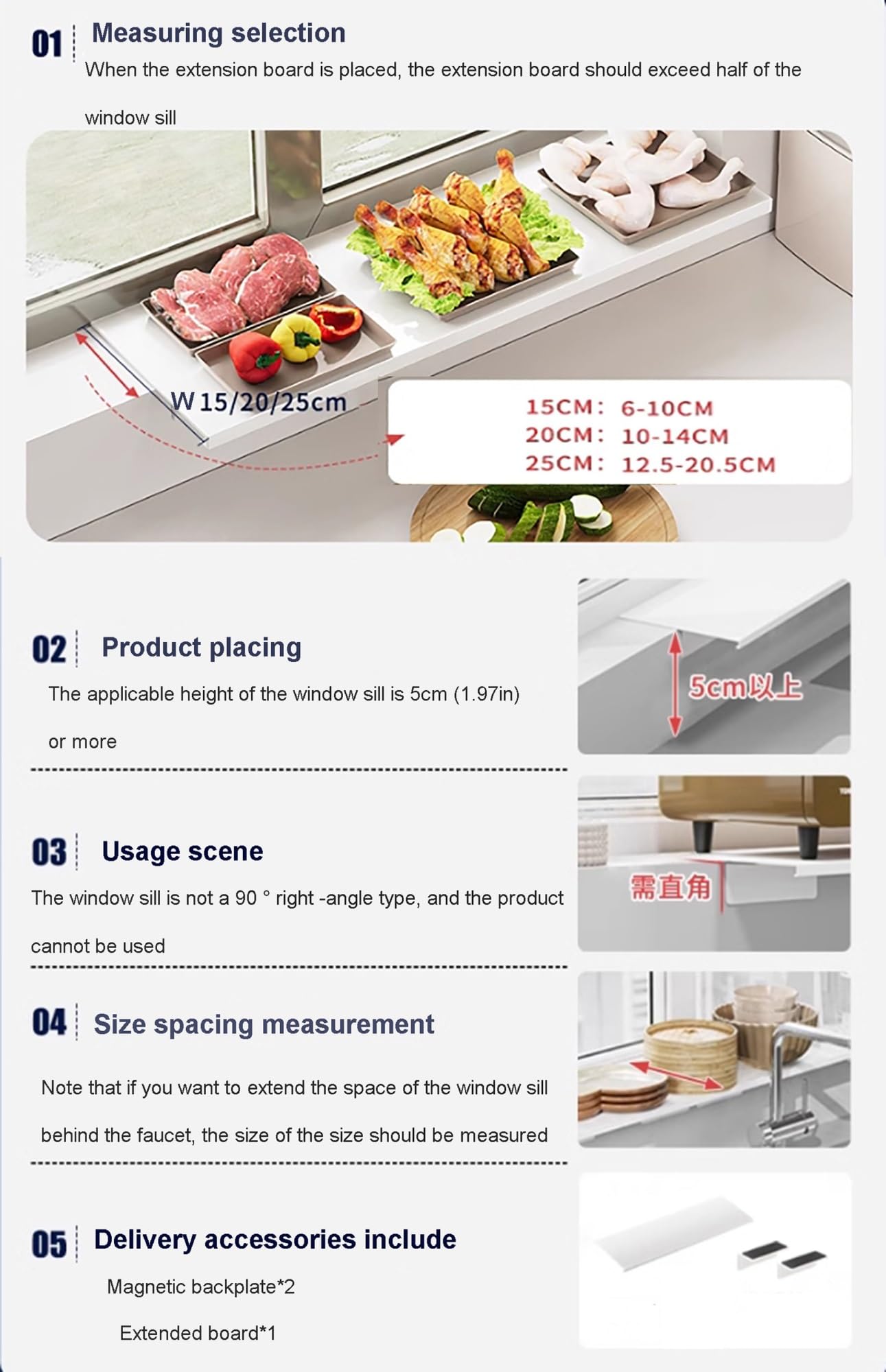 Vassoio Extension Per Davanzale - In Acciaio Carbonio | 40x20 Cm | Base Magnetica | Anti-ruggine | Per Piante E Oggetti - Foto 8