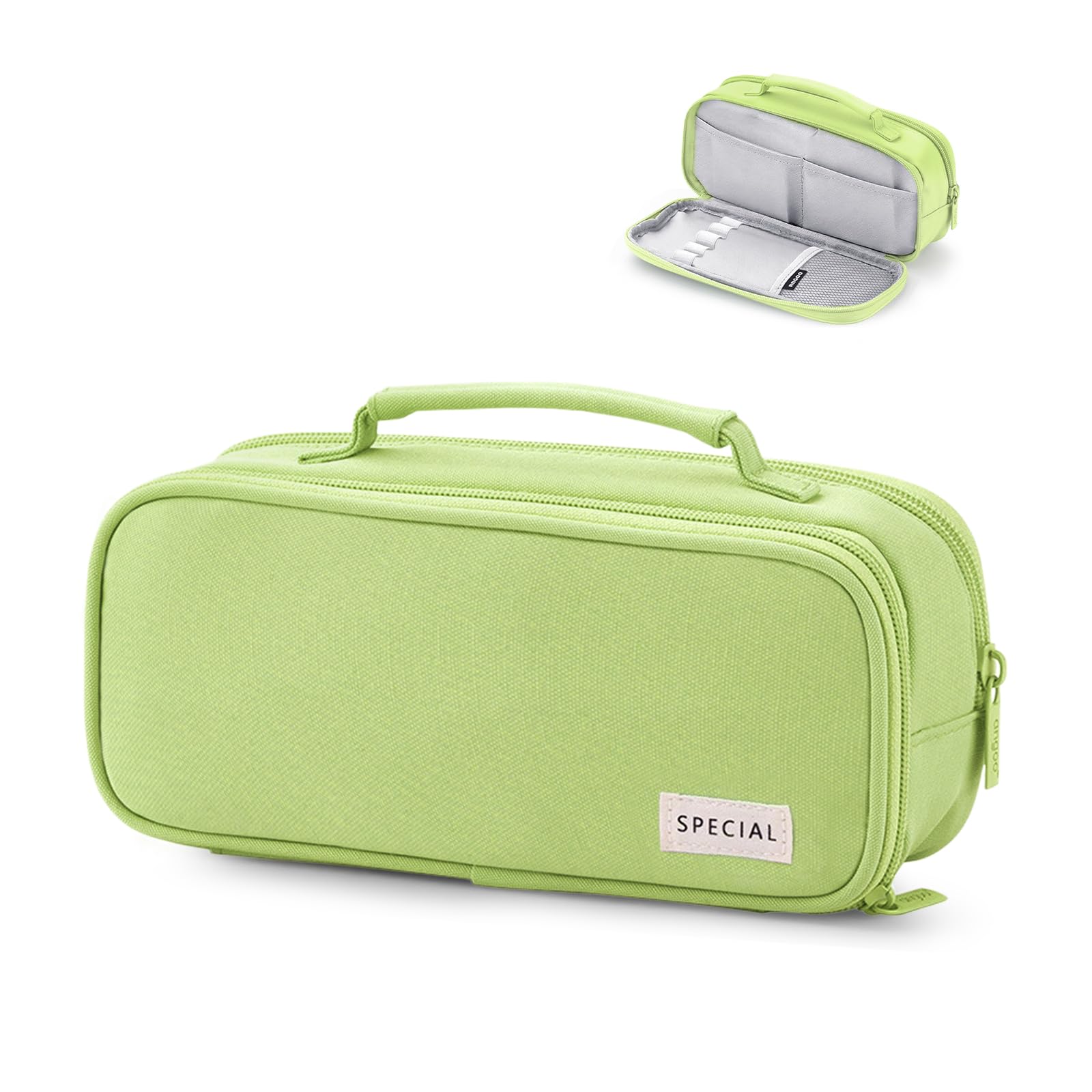 flintronic Trousse à Crayons Grande Capacité, Trousse Scolaire Zippée, Sac de Papeterie Organisateur, avec Compartiments et Poignée, pour Papeterie, Cosmétiques, Articles de Toilette