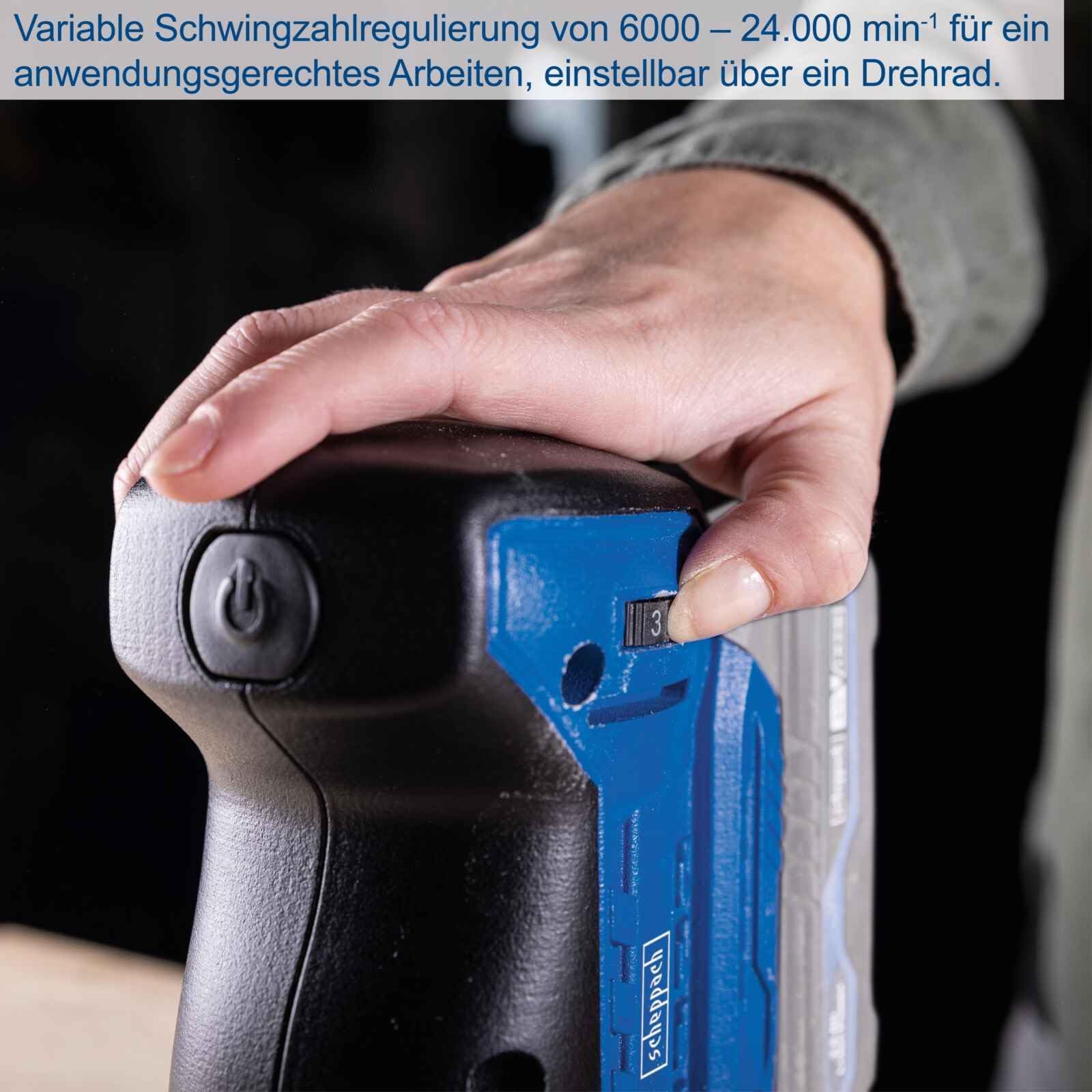 Scheppach Ponceuse excentrique sans fil C-OBS125-X - Série 20V IXES - Plateau de ponçage Ø 125 mm - Circuit oscillant 2 mm - Vitesse d'oscillation max 24000 tr/min - 1 batterie 4Ah + chargeur