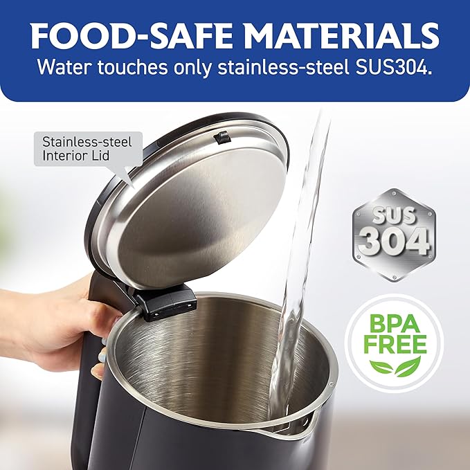 Tetera Eléctrica Elite Gourmet 1.7L Acero Inoxidable 1500W miniatura 6