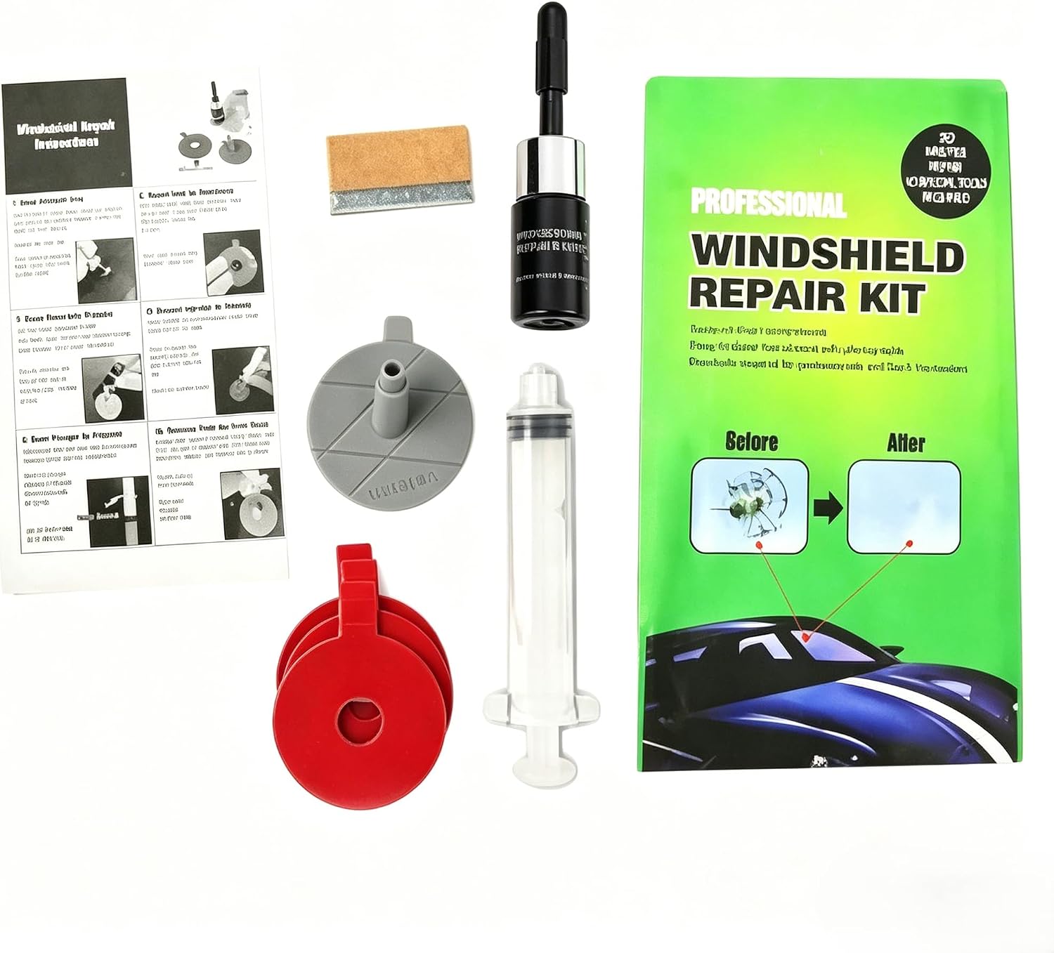 Windshield Repair Kit for Car Complete Repair Tools for Fixing Cracks and Chips Easy to Use Portable for Auto Restoration 1set