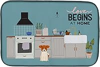 Vista 415 de Caroline's Treasures CK7824DDM - Tapete absorbente para secado de platos con diseño de bulldog inglés, rojo y blanco, para encimera de cocina, 14 x