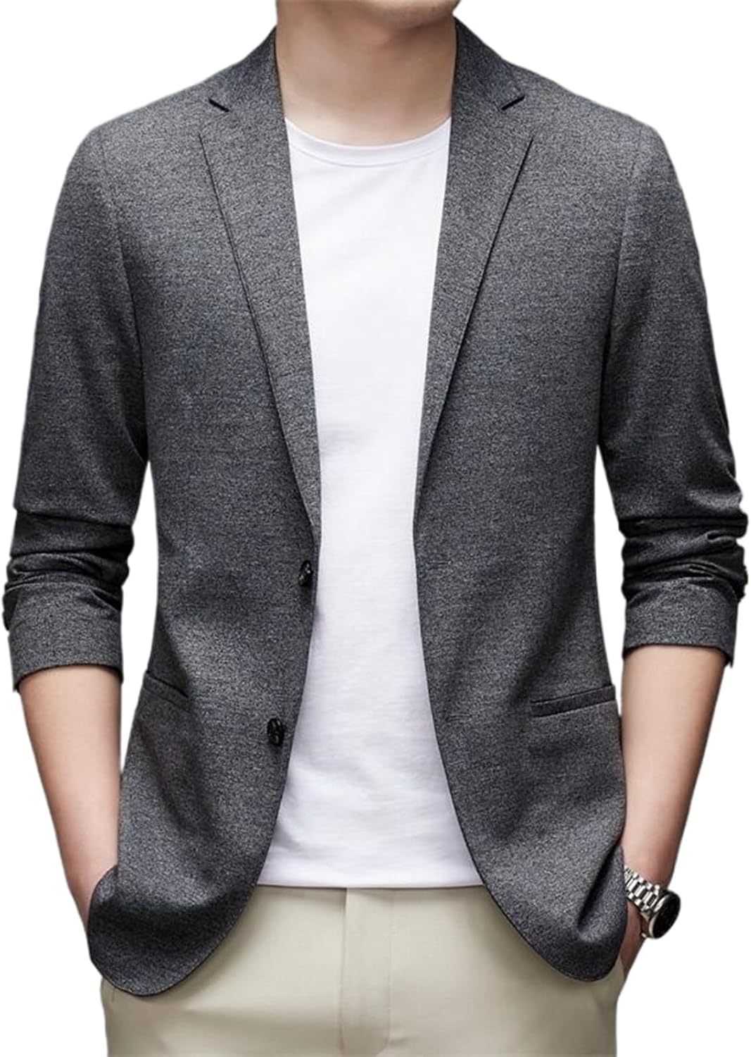 Men's Spring Fall Slim Fit Business Casual Suit Jacket Mid-Aged Young