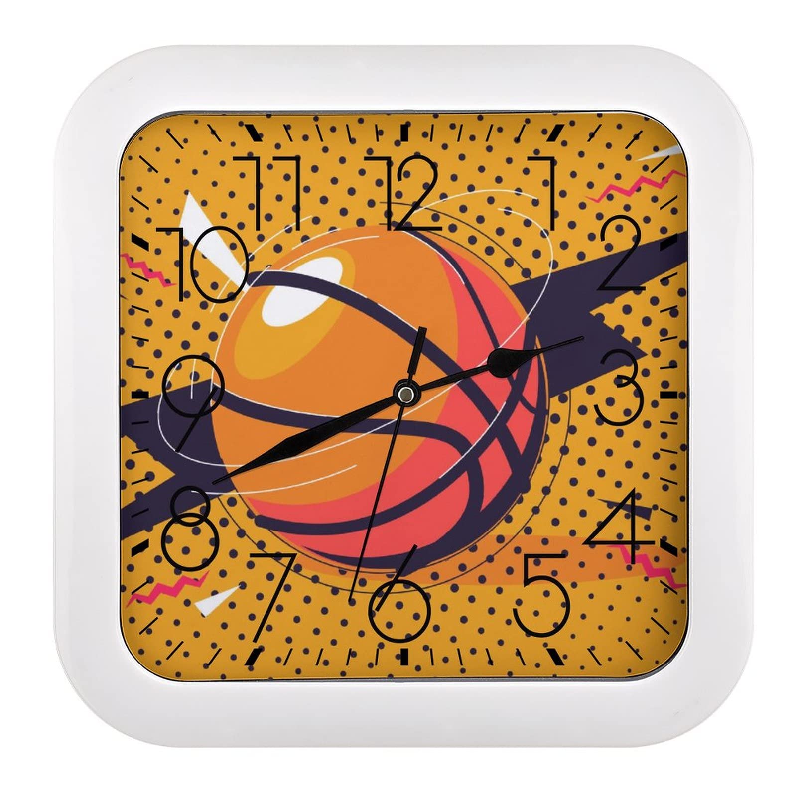 Pendule murale basket-ball moderne et horloge silencieuse 26x26cm pour maison et école