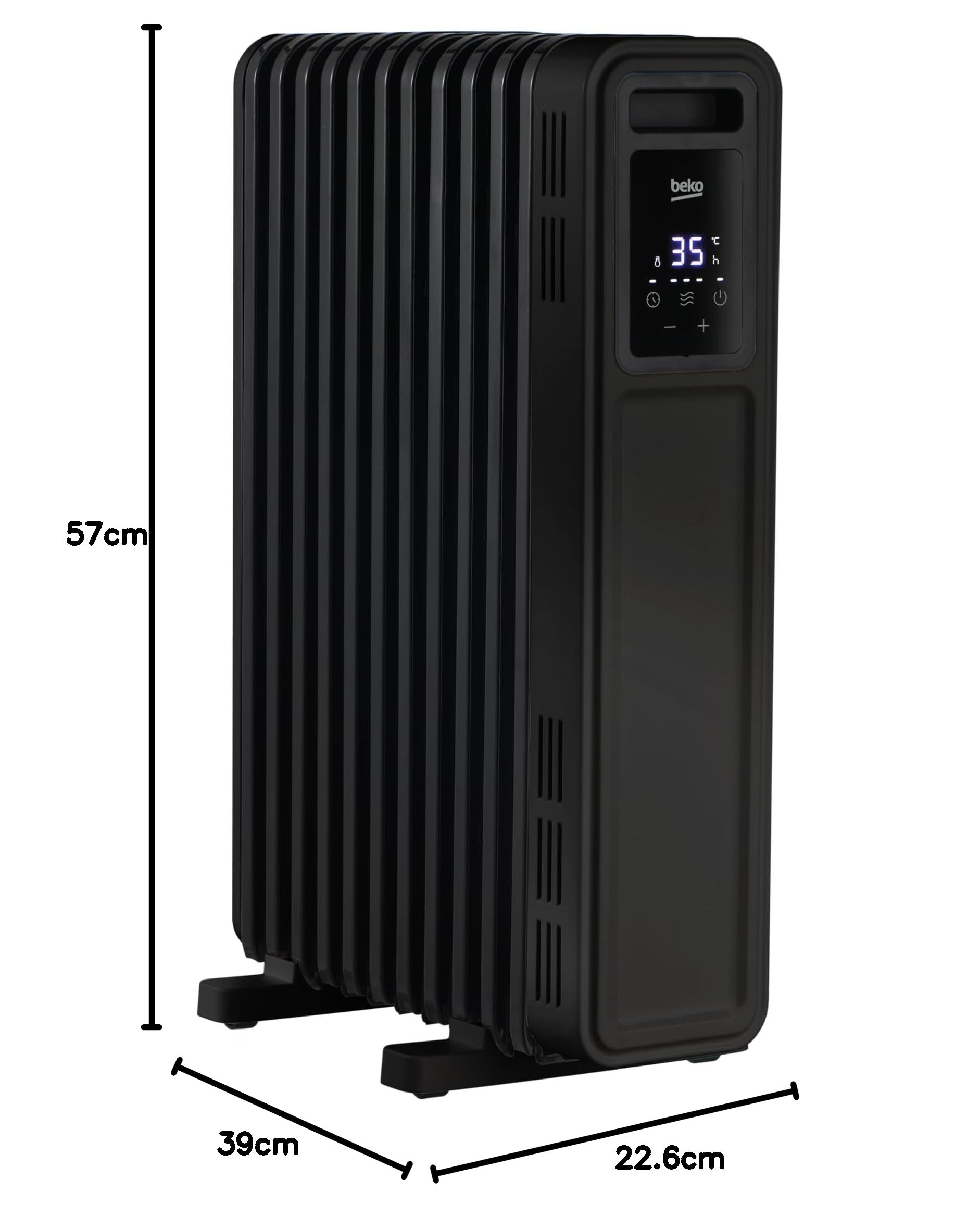 BEKO RHO8323BT radiator olejowy z pilotem zdalnego sterowania, moc 2300 W, 11 elementów grzejnych, 3 ustawienia mocy, 24-godzinny timer, ochrona przed przegrzaniem