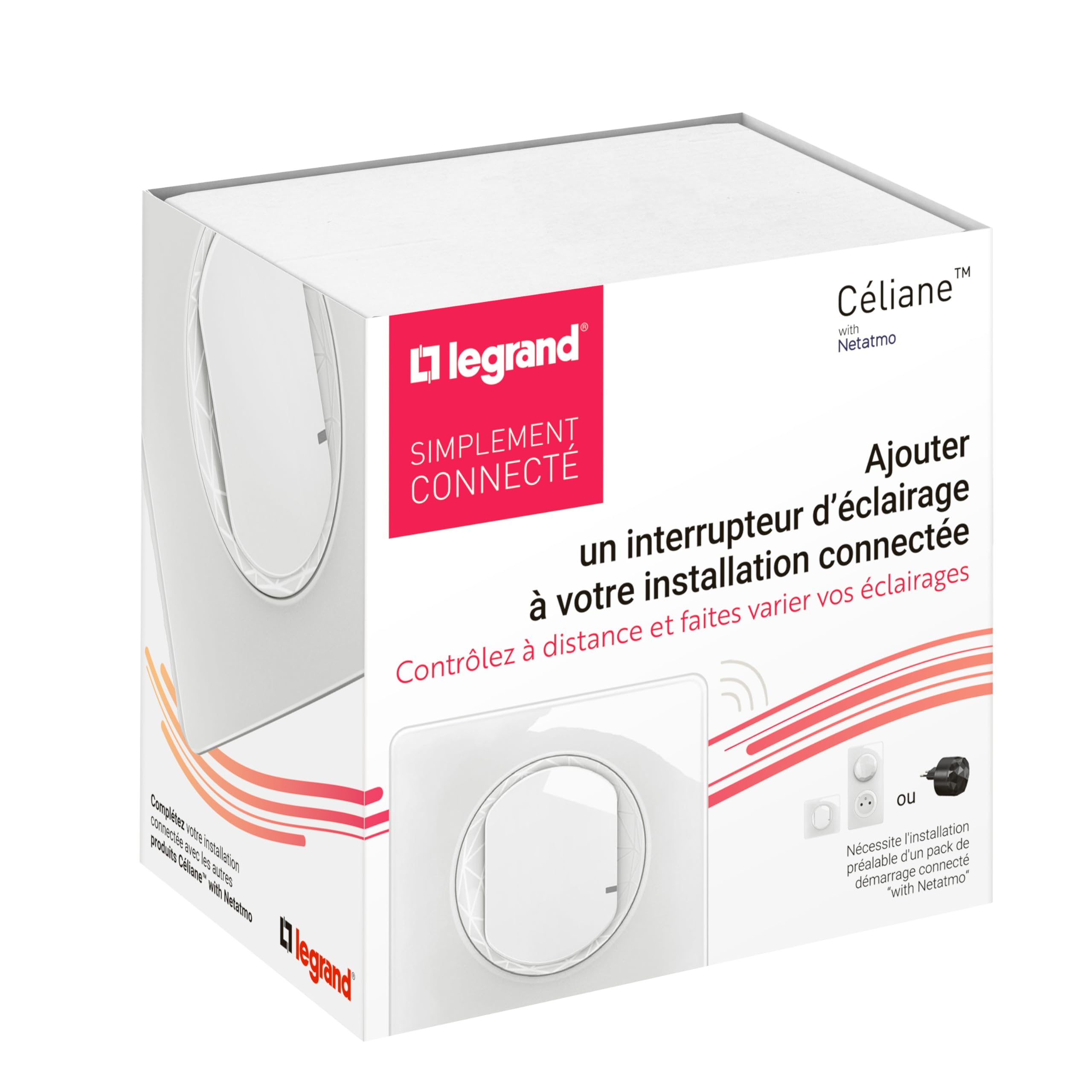 LEGRAND | Interrupteur Connecté Avec Option Variateur, Céliane With Netatmo, Compatible Avec Assistants Vocaux, Variation Lumineuse Activable Via App, Installation Facile Sans Neutre