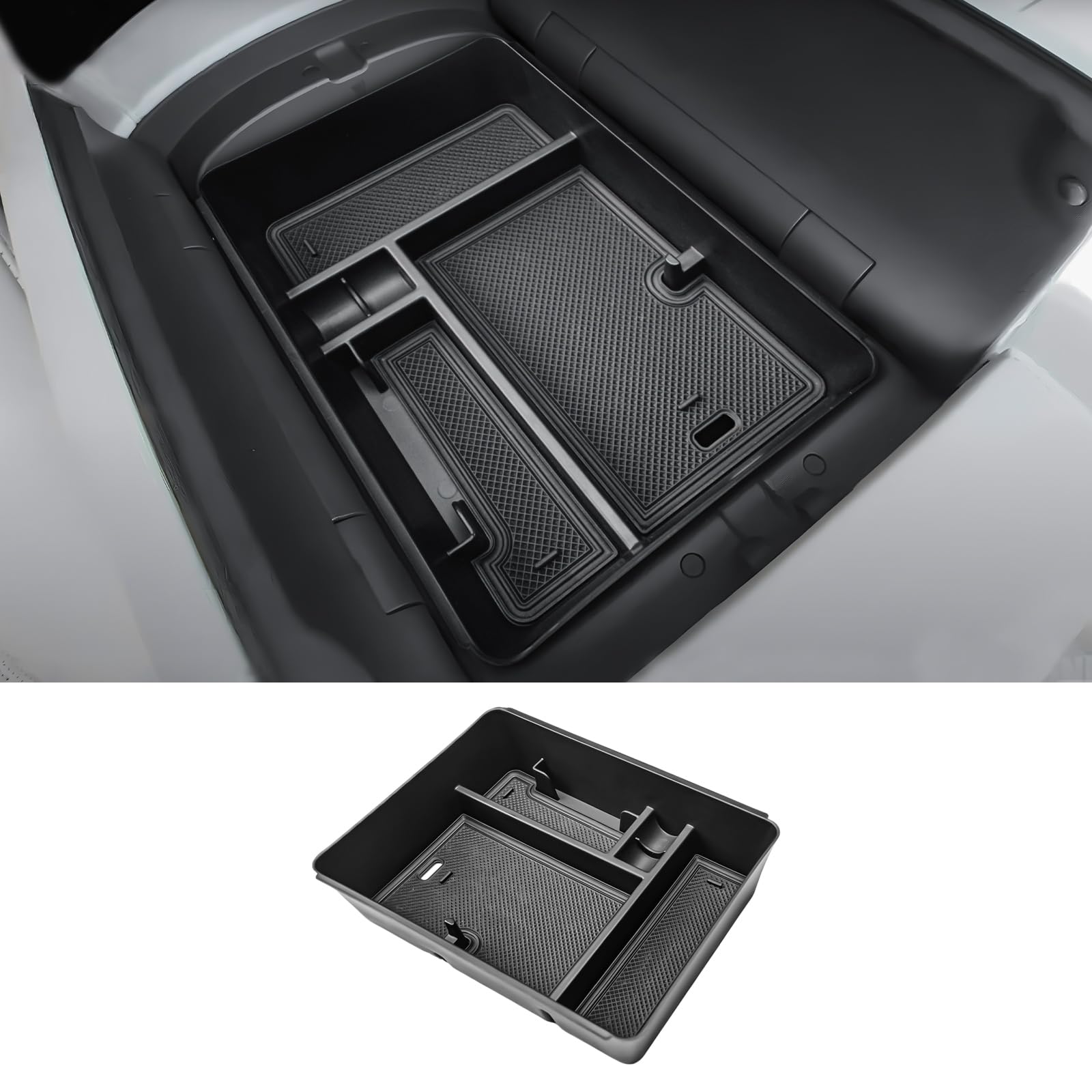 Photo 1 of Center Console Organizer Tray Compatible with 2026 Hyundai Palisade Accessories - Custom Fit 2026 Palisade Armrest Storage Tray Dual-Layer Insert (For 7-Seat Models with Double-Covered Armrest ONLY)