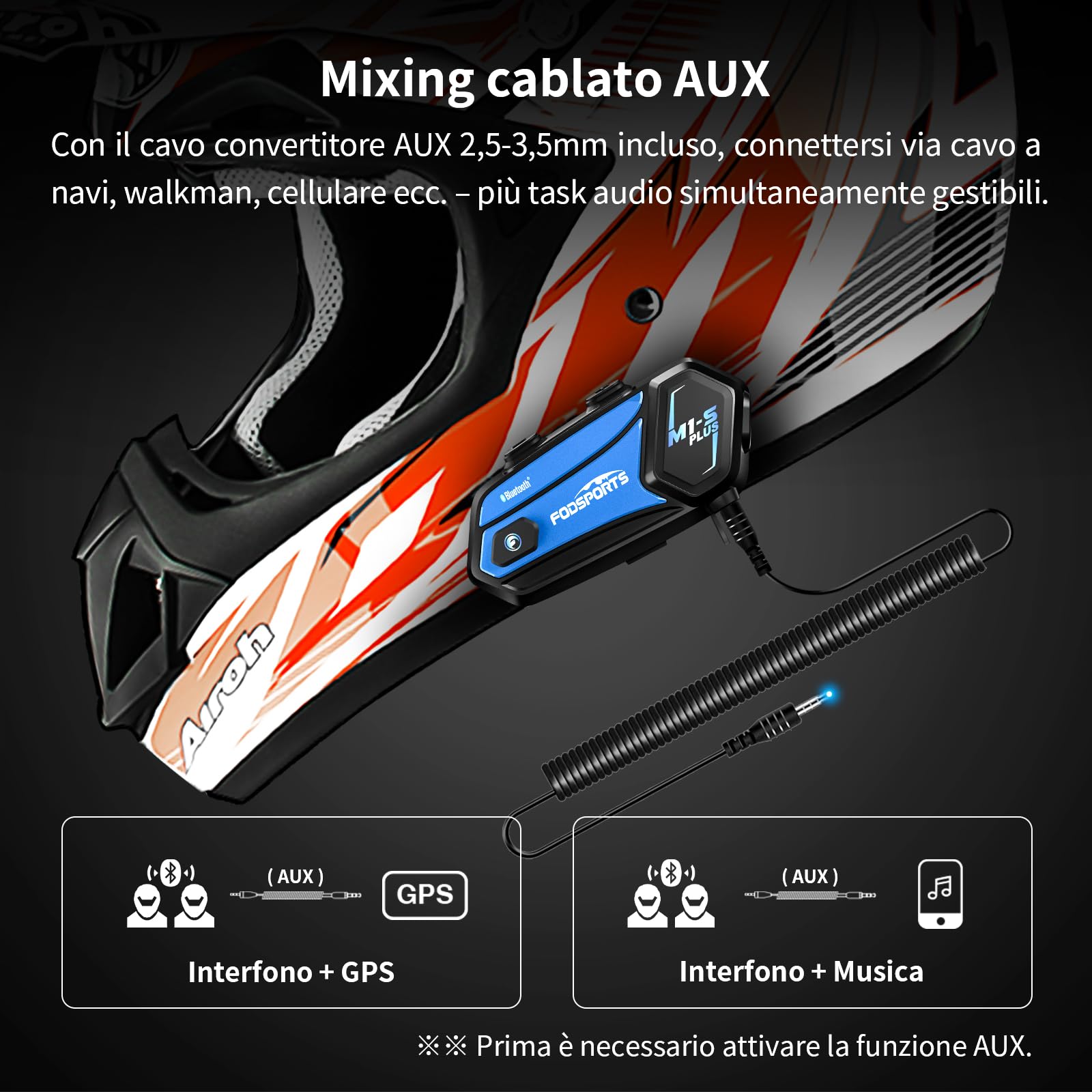 Fodsports M1-S Plus Interfono Moto Bluetooth - Comunicazione Fino A 2000m, Condivisione Musica, Fino A 10 Utenti - Foto 9