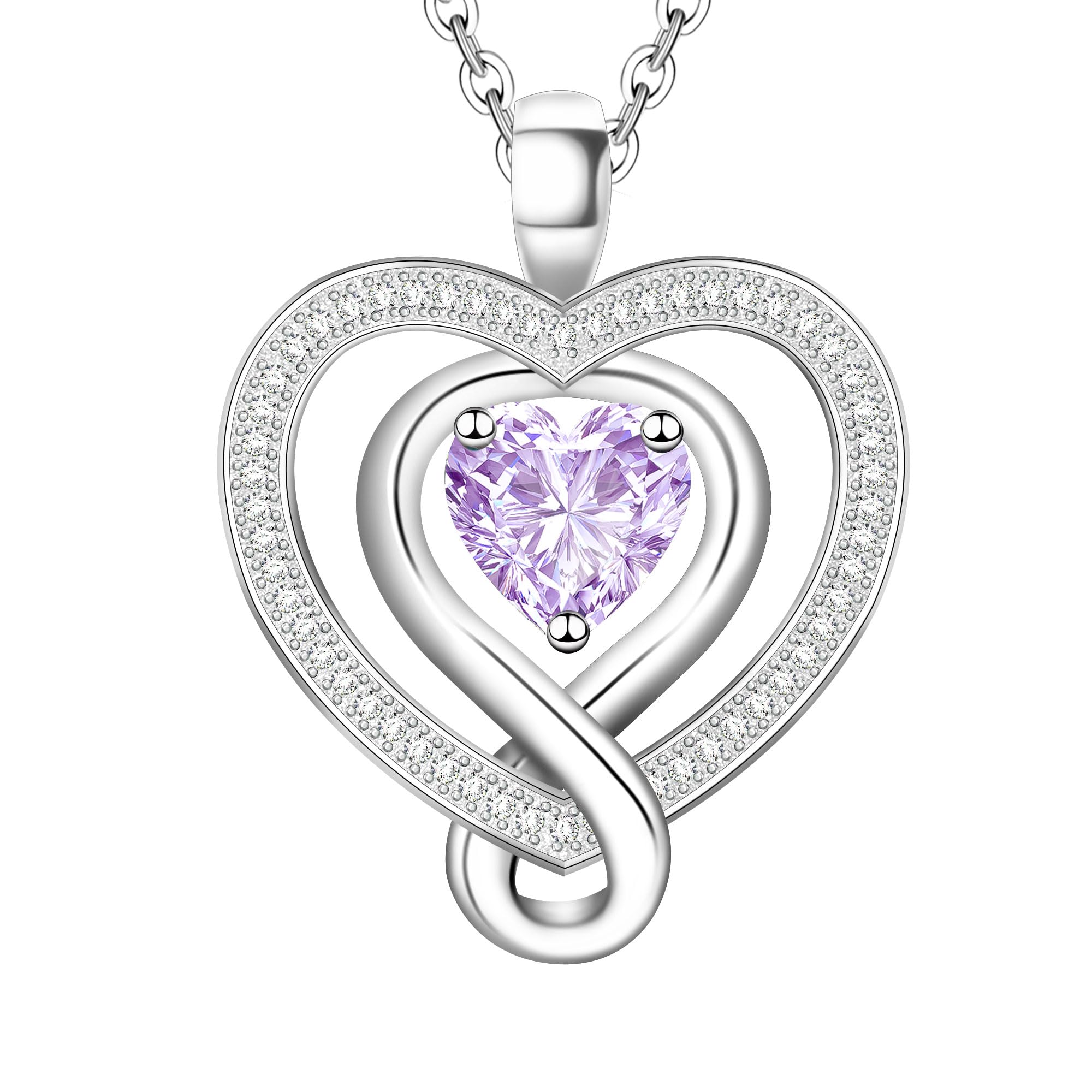 Alittlecare 925 Sterling Silver Heart Necklace - Elegant Silver Jewelry for Women - Heart Pendant for Birthday, Anniversary - Ideal for Wife, Mom,