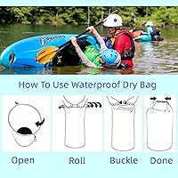 Vista 5 de CMCOOPLX Bolsas secas impermeables de 10L/20L/40L/70L, almacenamiento ligero de canoa para kayak, rafting, canoa, senderismo, camping, viajes