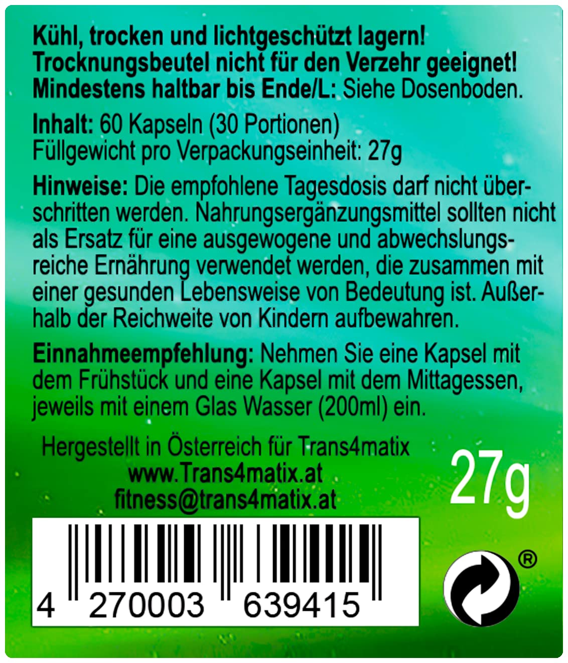 5in1 Power Burner, Grüntee, OPC, L-Carnitin, Ingwer, 1x 60 Kapseln, 27g