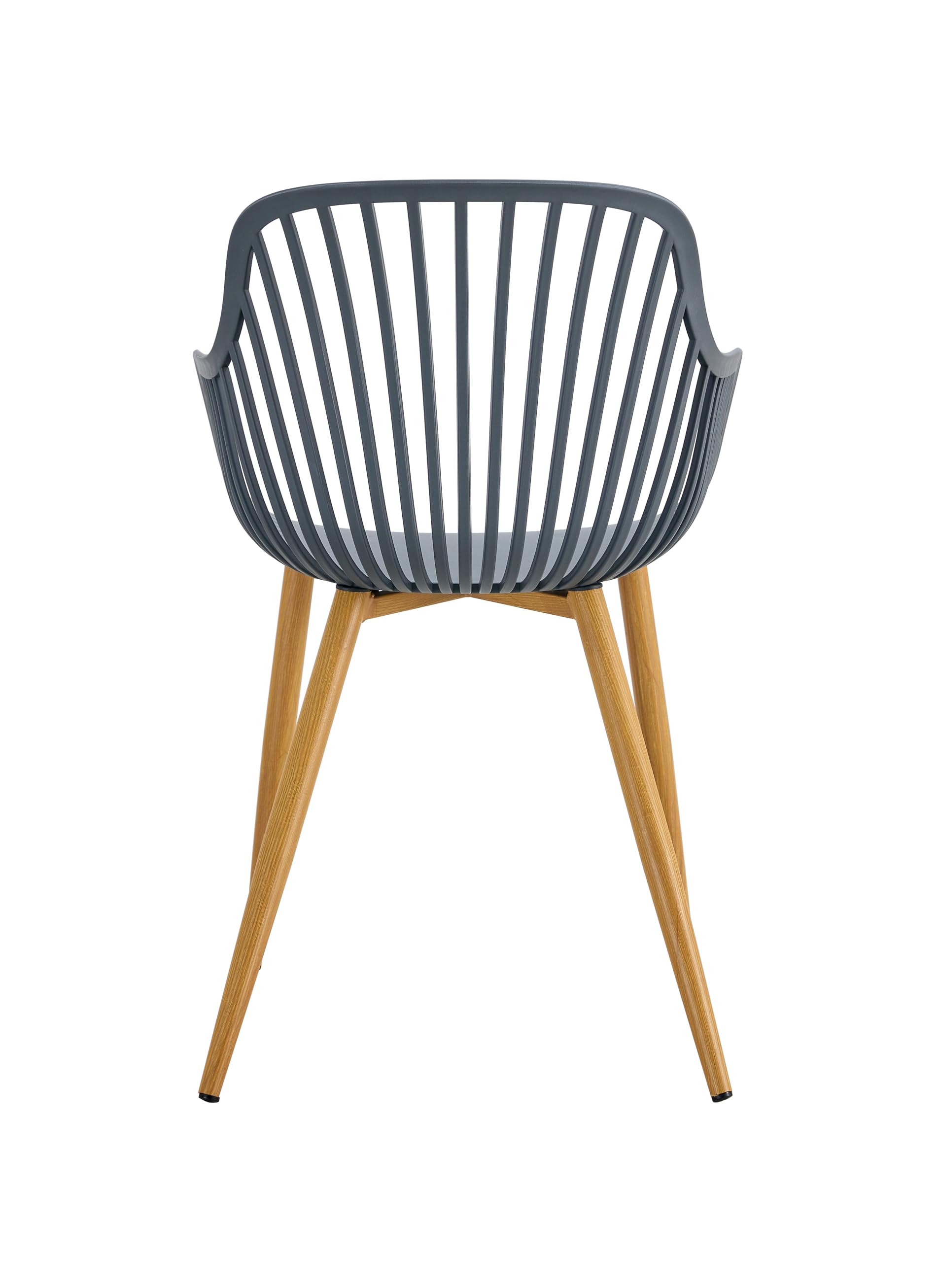 KG KITGARDEN - Pack de 4 Sillas de Polipropileno y Acero Imitación Madera con Reposabrazos para Exterior Jardín Hostelería, 53x58x83 cm, Gris Antracita