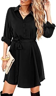 Beluring Women\'s Shirt Dresses Casual Long Sleeve Button Dr