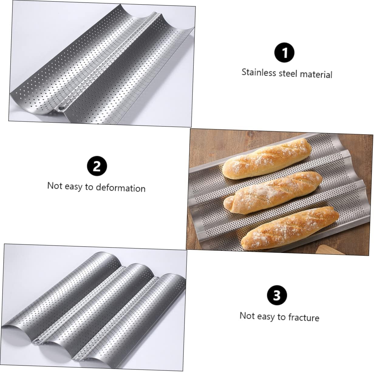 SECFOU 2pcs Bread Baking Trays Corrugated Wave Loaf Pans Non-stick Molds for Bakers Bread Baking Shelf for Toaster Pan Kitchen Supplies