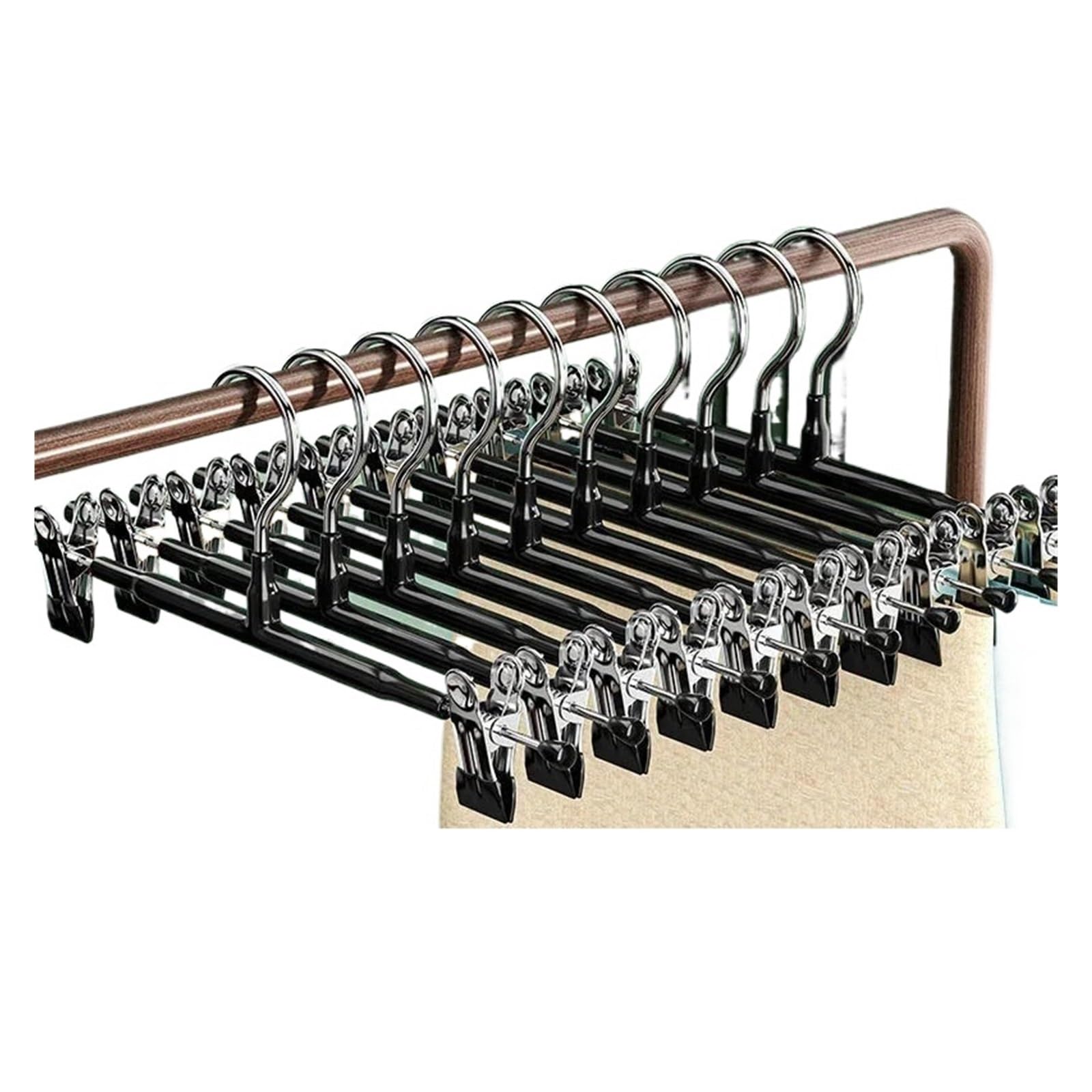 20pcs/10pcs/5pcs Dress Hanger Trousers Clips Skirts Clip Clothes Pant Rack Wardrobe Pants Tongs(BLACK,10 PCs)