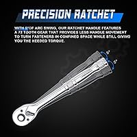 Vista 6 de Llave de trinquete de 1/2 pulgada,Llave de vaso estándar,Liberación rápida de 72 dientes,Característica de trinquete reversible con mango de metal