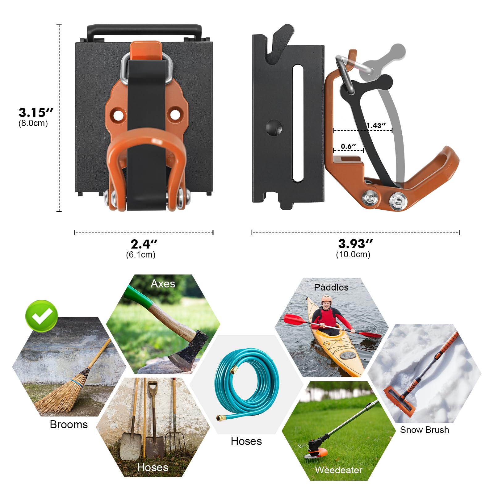 2 Pack E Track Tool Holder with Quick Release, Adjustable Clamp Mount for E-Track Accessories, Holds Broom, Shovel, Rake, Hose & Tools , Heavy Duty for Trailer, Truck & Cargo Organization,Orange — Amazon image 5