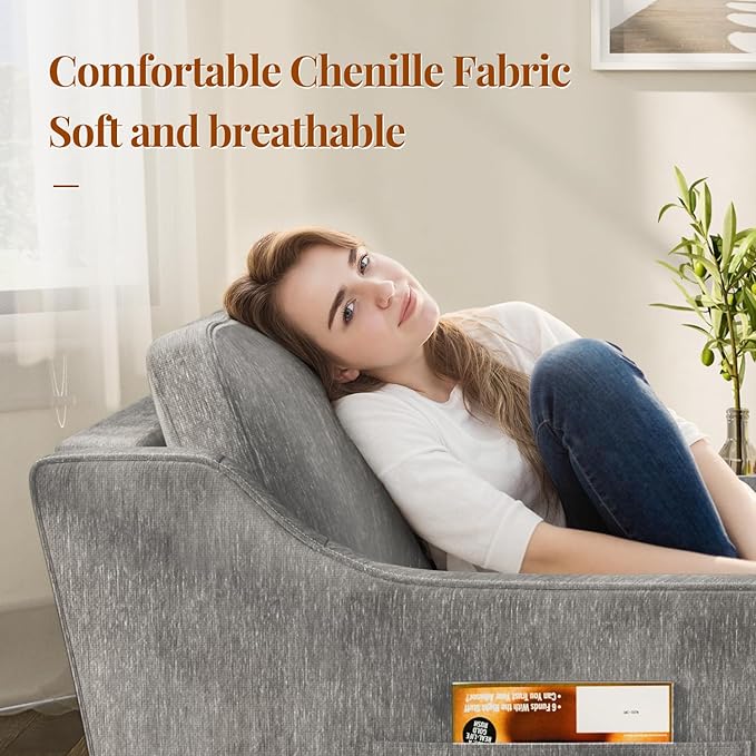 Sillón Giratorio 360° de 2 Piezas, Gris, Tela, Moderno miniatura 6