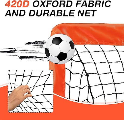 Miniatura 4 de Juego de 2 redes de portería de fútbol, porterías de fútbol de competición en el patio trasero, porterías de fútbol portátiles y plegables con funda