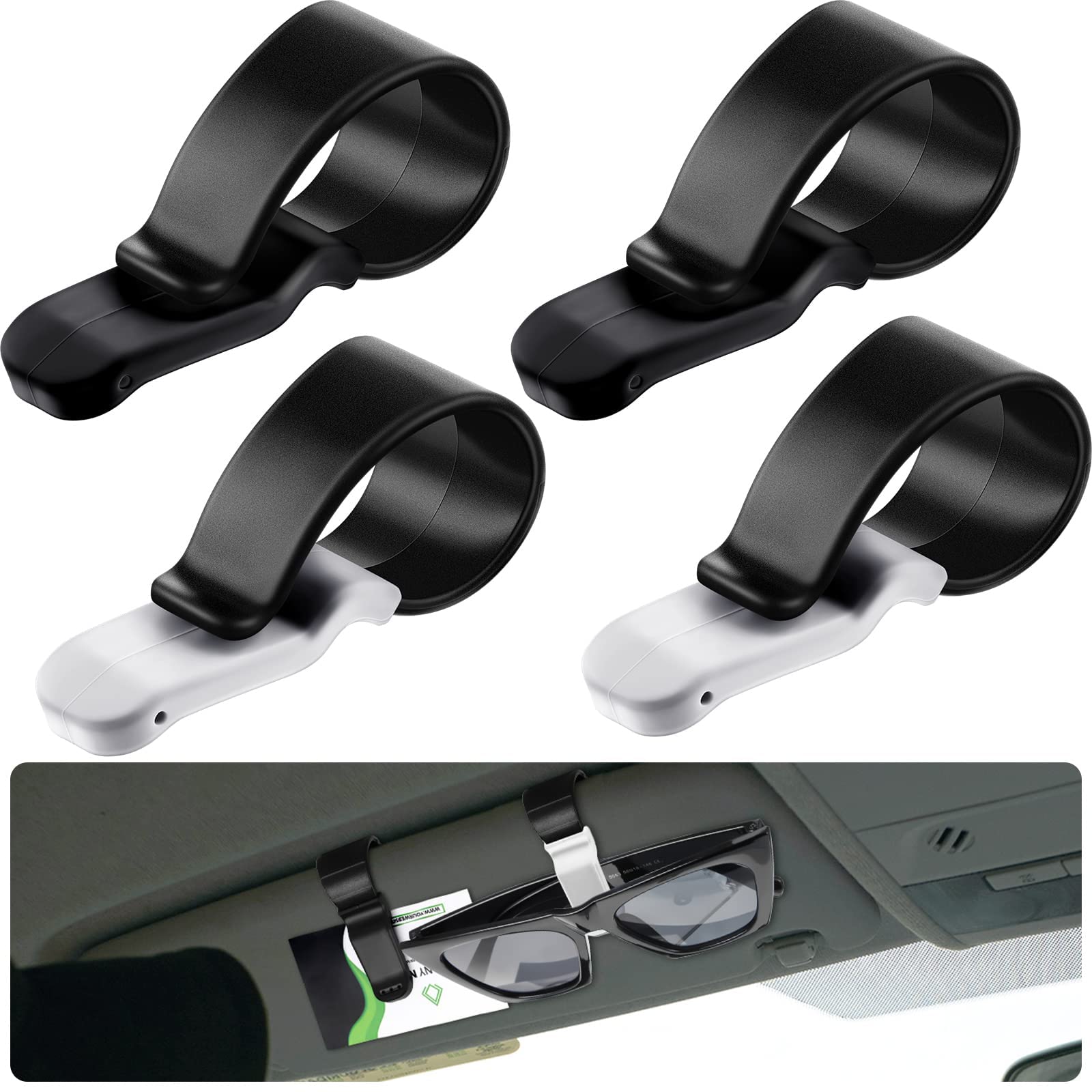 MAKINGTEC Car Visor Clip with Silicone Non Slip Pad,4 Pcs Multi Purpose Vehicle Visor Accessories Sunglasses Holder, Vehicle Sunglasses Sun Visor Clip for Glasses Card Pen Holder Ticket Clip Universal