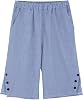 Yaoeye Shorts Bermuda para Mujer, hasta la Rodilla, Elegantes y Casuales, Cintura Elástica, con Botones, de Lino, con Bolsillos, para Playa y Verano 7